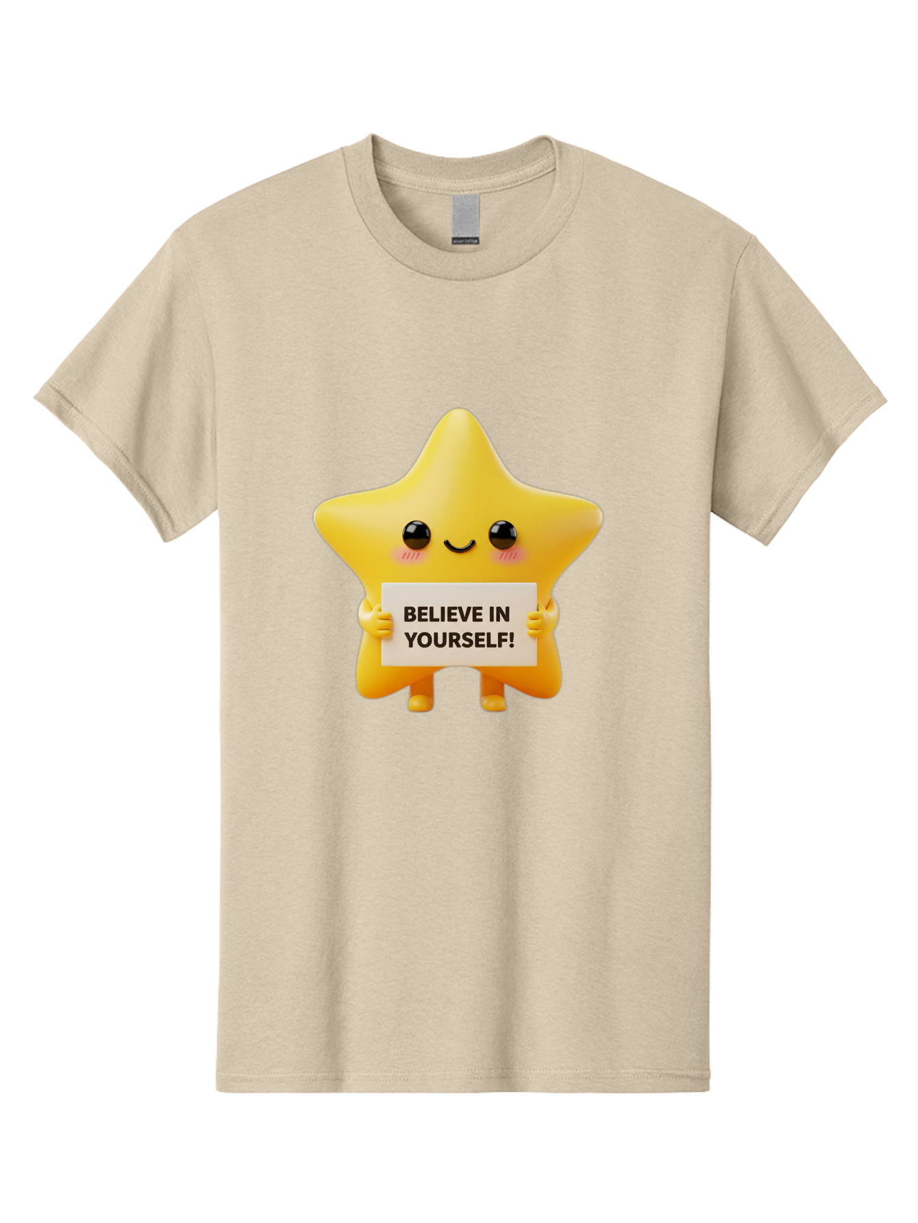 Believe-In-Yourself Men'S Graphic Tee, 100% Cotton, Comfortable Casual Summer Wear, Machine Washable, Cute Star Character, Positive Message, Motivational Quote, Believe In Yourself, Inspirational Graphic, Self-Confidence, Encouragement Bae136 15