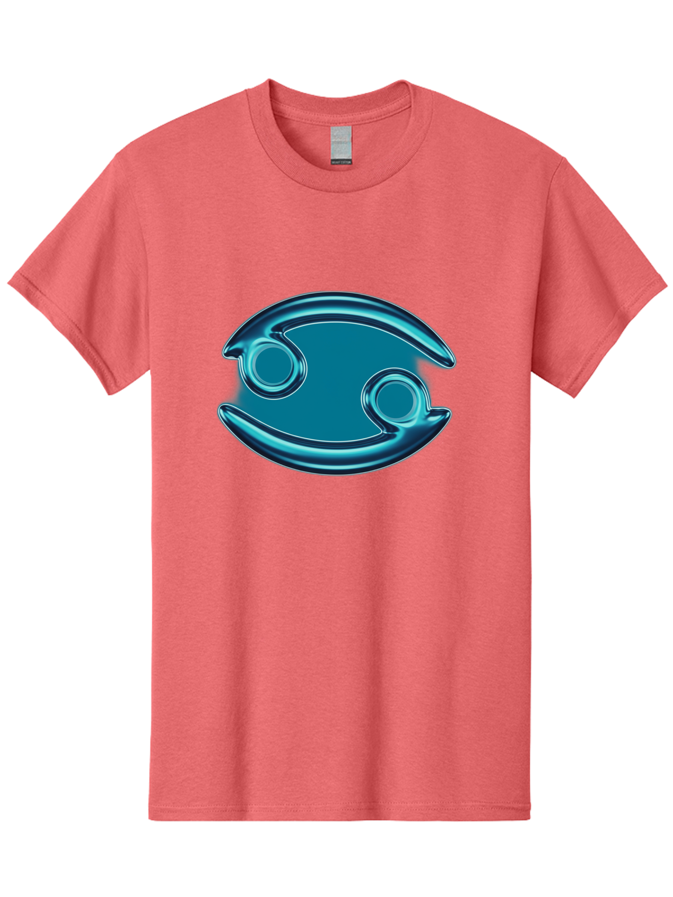 Blue-Pacman Men'S Graphic Tee, 100% Cotton, Comfortable Casual Summer Wear, Machine Washable, Blue Metallic Fish Logo, Stylized Fish Emblem, Abstract Fish Design, Chrome Effect, Modern Logo Style, Ocean Icon, Futuristic Symbol Bae138 6