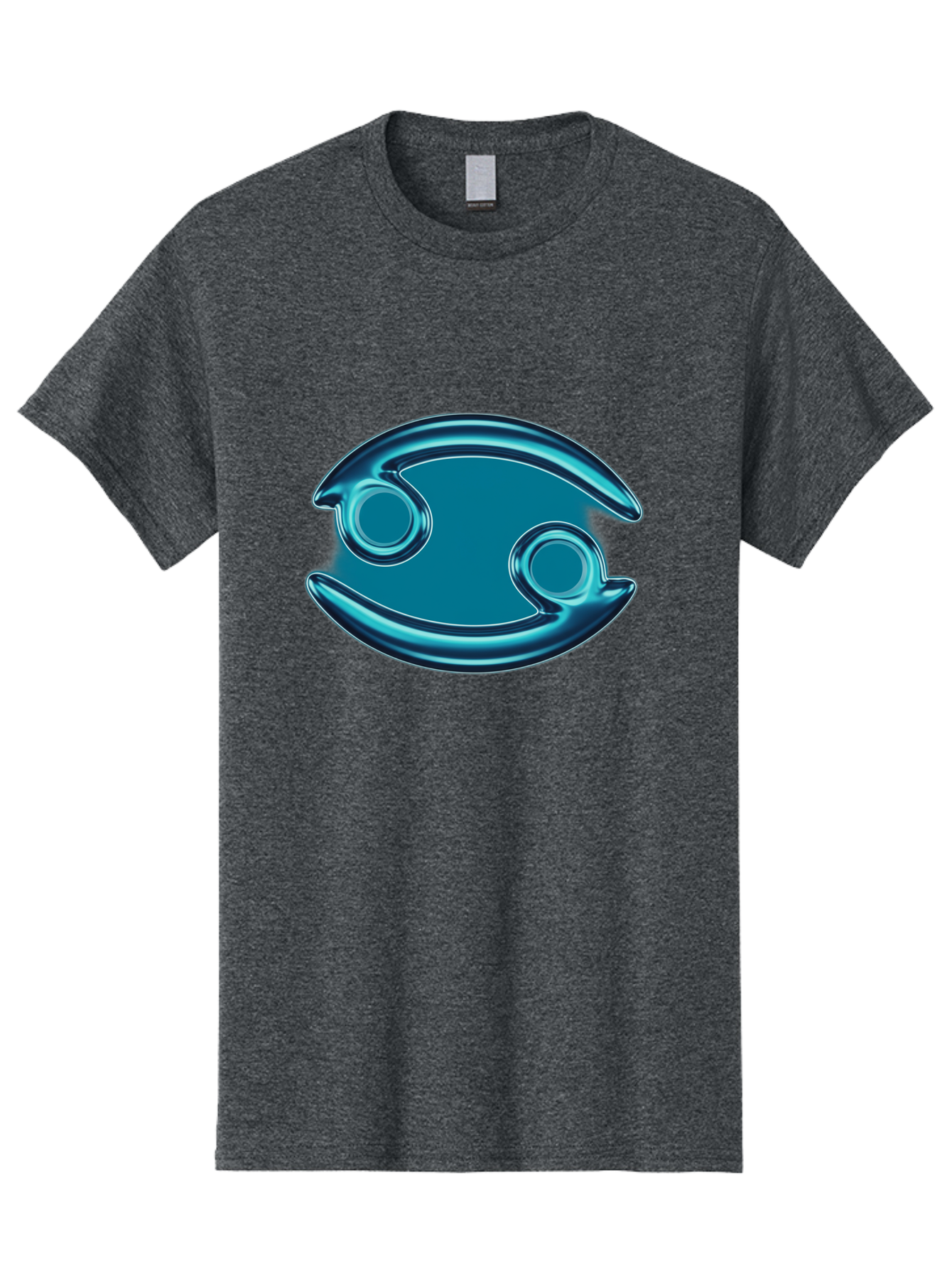 Blue-Pacman Men'S Graphic Tee, 100% Cotton, Comfortable Casual Summer Wear, Machine Washable, Blue Metallic Fish Logo, Stylized Fish Emblem, Abstract Fish Design, Chrome Effect, Modern Logo Style, Ocean Icon, Futuristic Symbol Bae138 15