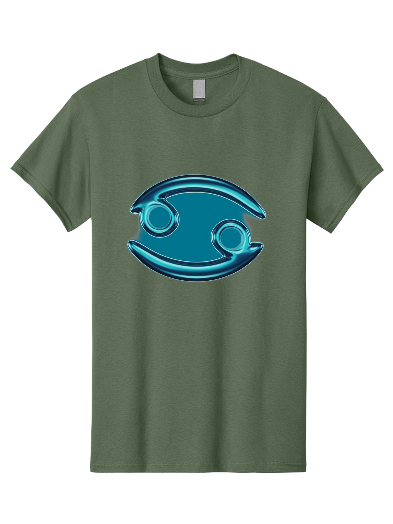 Blue-Pacman Men'S Graphic Tee, 100% Cotton, Comfortable Casual Summer Wear, Machine Washable, Blue Metallic Fish Logo, Stylized Fish Emblem, Abstract Fish Design, Chrome Effect, Modern Logo Style, Ocean Icon, Futuristic Symbol Bae138 12