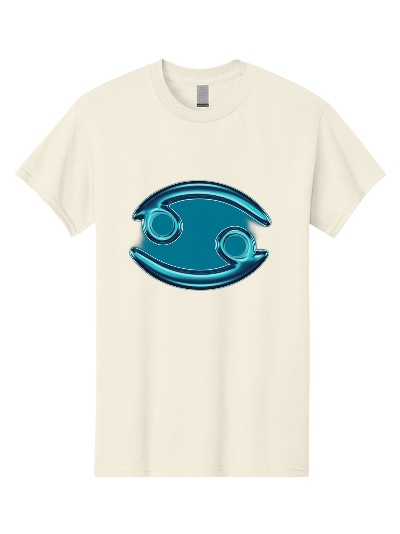 Blue-Pacman Men'S Graphic Tee, 100% Cotton, Comfortable Casual Summer Wear, Machine Washable, Blue Metallic Fish Logo, Stylized Fish Emblem, Abstract Fish Design, Chrome Effect, Modern Logo Style, Ocean Icon, Futuristic Symbol Bae138 4