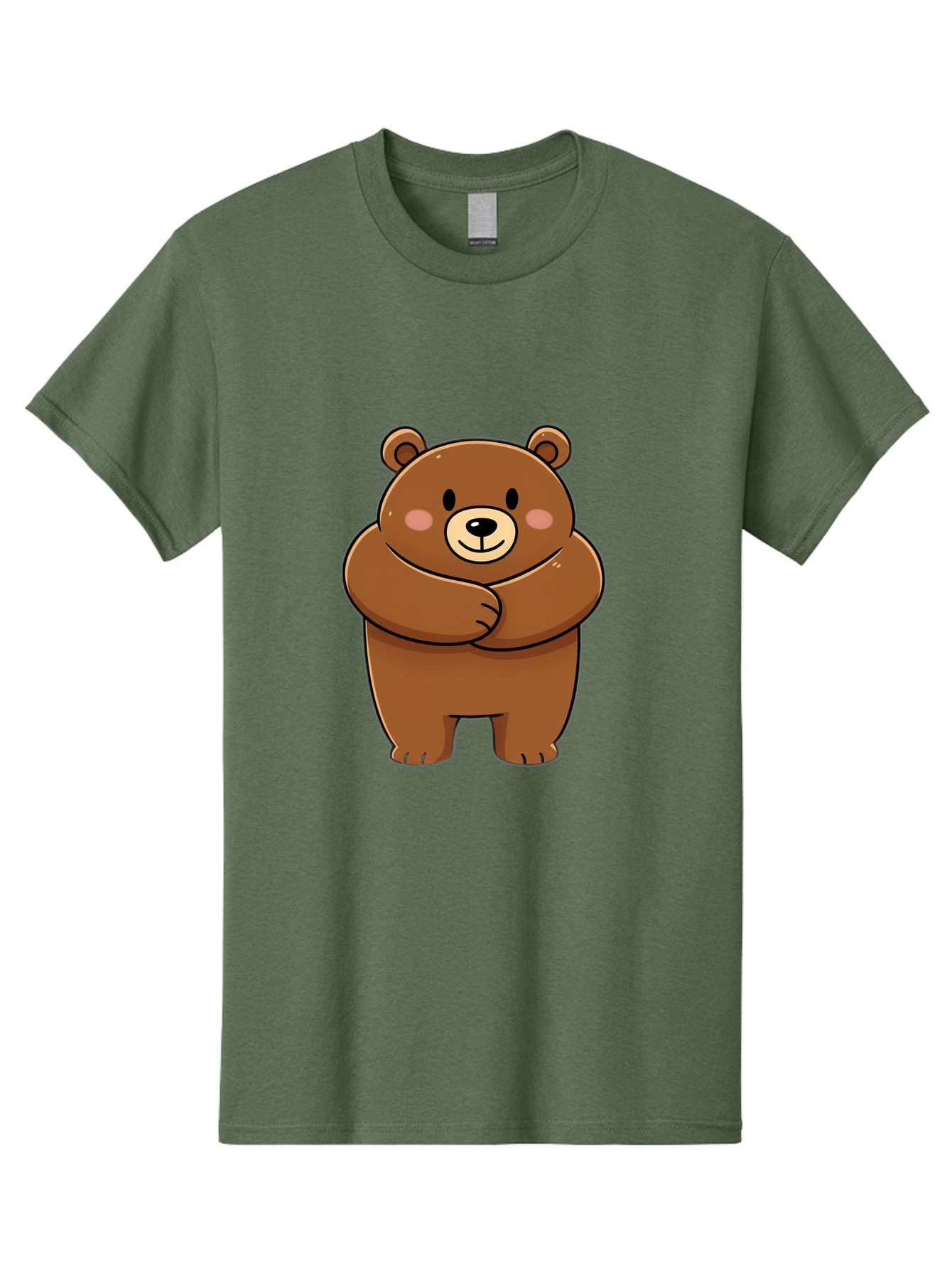 Cartoon-Bear Men'S Graphic Tee, 100% Cotton, Comfortable Casual Summer Wear, Machine Washable, Kawaii Bear, Cartoon Bear, Adorable Bear, Brown Bear, Cute Animal, Funny Character, Playful Bear, Charming Creature, Cuddly Bear, Sweet Bear Bae149 3
