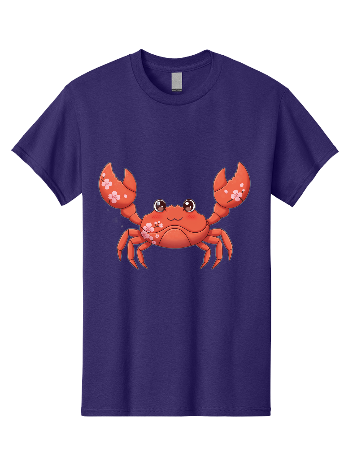 Crab-With-Cherry-Blossoms Men'S Graphic Tee, 100% Cotton, Comfortable Casual Summer Wear, Machine Washable, Cartoon Crab, Cherry Blossoms, Pink Flowers, Cute Crustacean, Anime Style, Kawaii Art, Red Crab, Floral Decorations, Ocean Creature Bae163 10