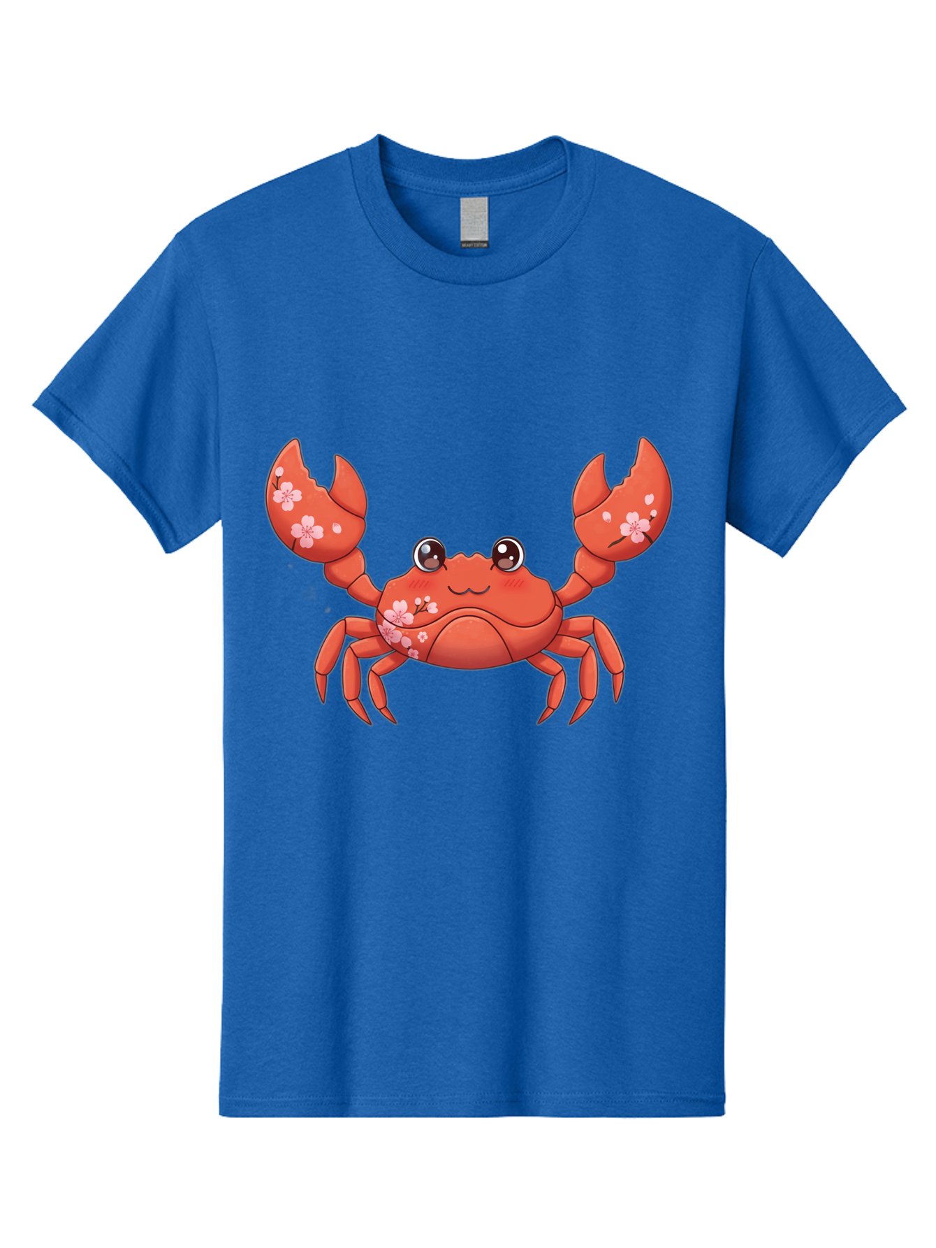 Crab-With-Cherry-Blossoms Men'S Graphic Tee, 100% Cotton, Comfortable Casual Summer Wear, Machine Washable, Cartoon Crab, Cherry Blossoms, Pink Flowers, Cute Crustacean, Anime Style, Kawaii Art, Red Crab, Floral Decorations, Ocean Creature Bae163 1