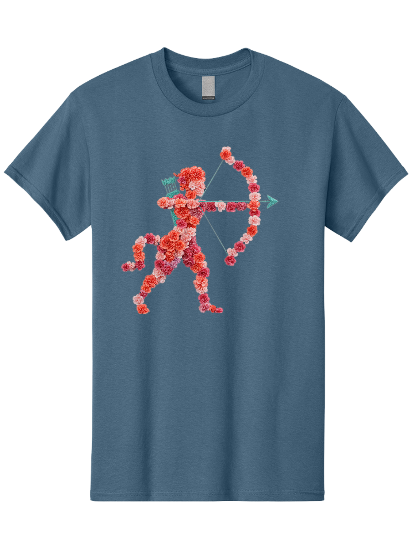Cupid Men'S Graphic Tee, 100% Cotton, Comfortable Casual Summer Wear, Machine Washable, Cupid Made Of Flowers, Floral Art, Cute Cupid, Flower Power, Love Symbol, Valentine'S Day, Romance, Bow And Arrow, Pink Roses Bae168 1