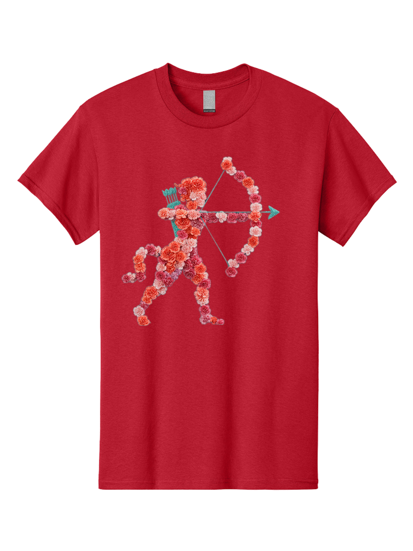 Cupid Men'S Graphic Tee, 100% Cotton, Comfortable Casual Summer Wear, Machine Washable, Cupid Made Of Flowers, Floral Art, Cute Cupid, Flower Power, Love Symbol, Valentine'S Day, Romance, Bow And Arrow, Pink Roses Bae168 4