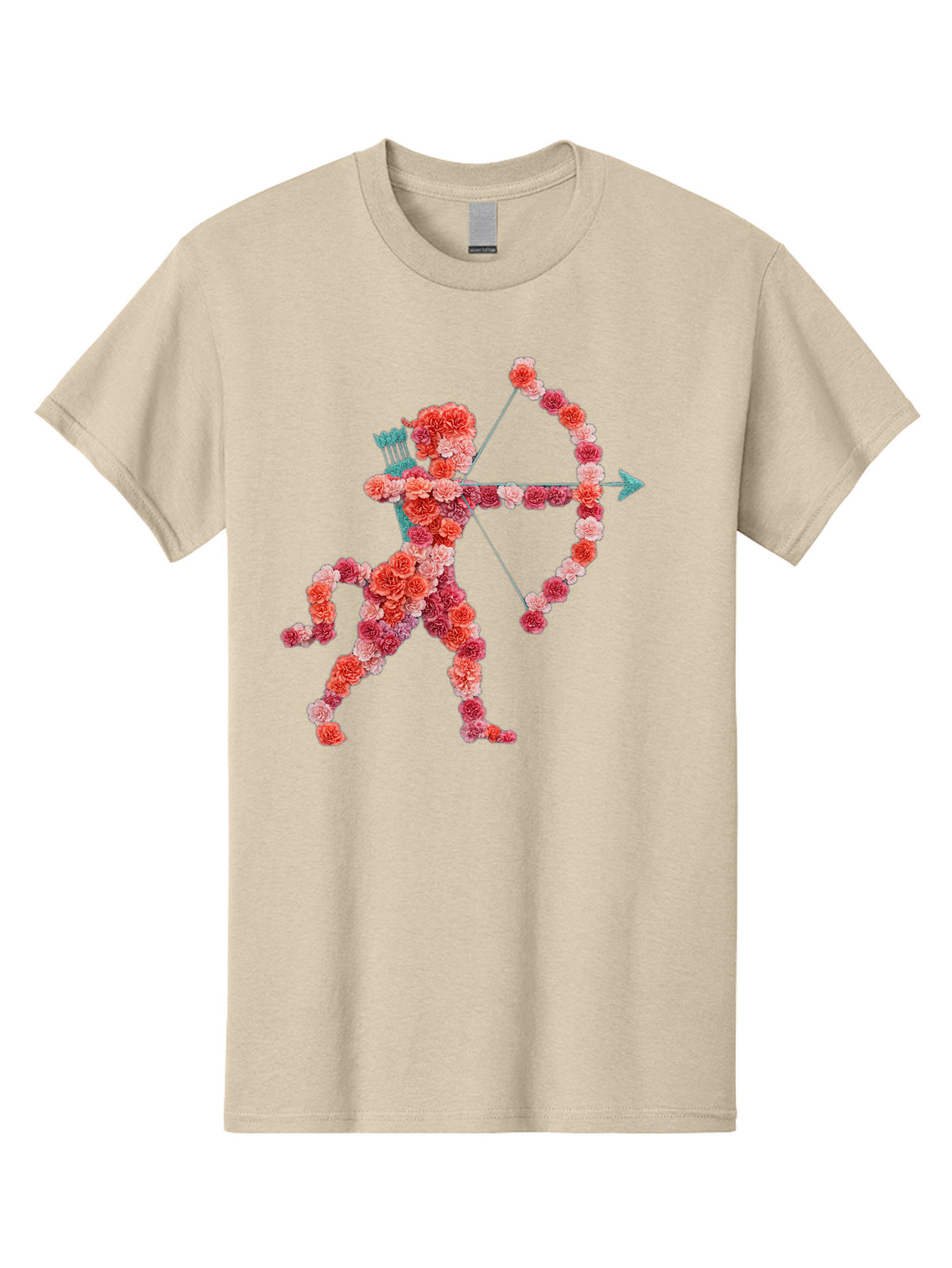 Cupid Men'S Graphic Tee, 100% Cotton, Comfortable Casual Summer Wear, Machine Washable, Cupid Made Of Flowers, Floral Art, Cute Cupid, Flower Power, Love Symbol, Valentine'S Day, Romance, Bow And Arrow, Pink Roses Bae168 3