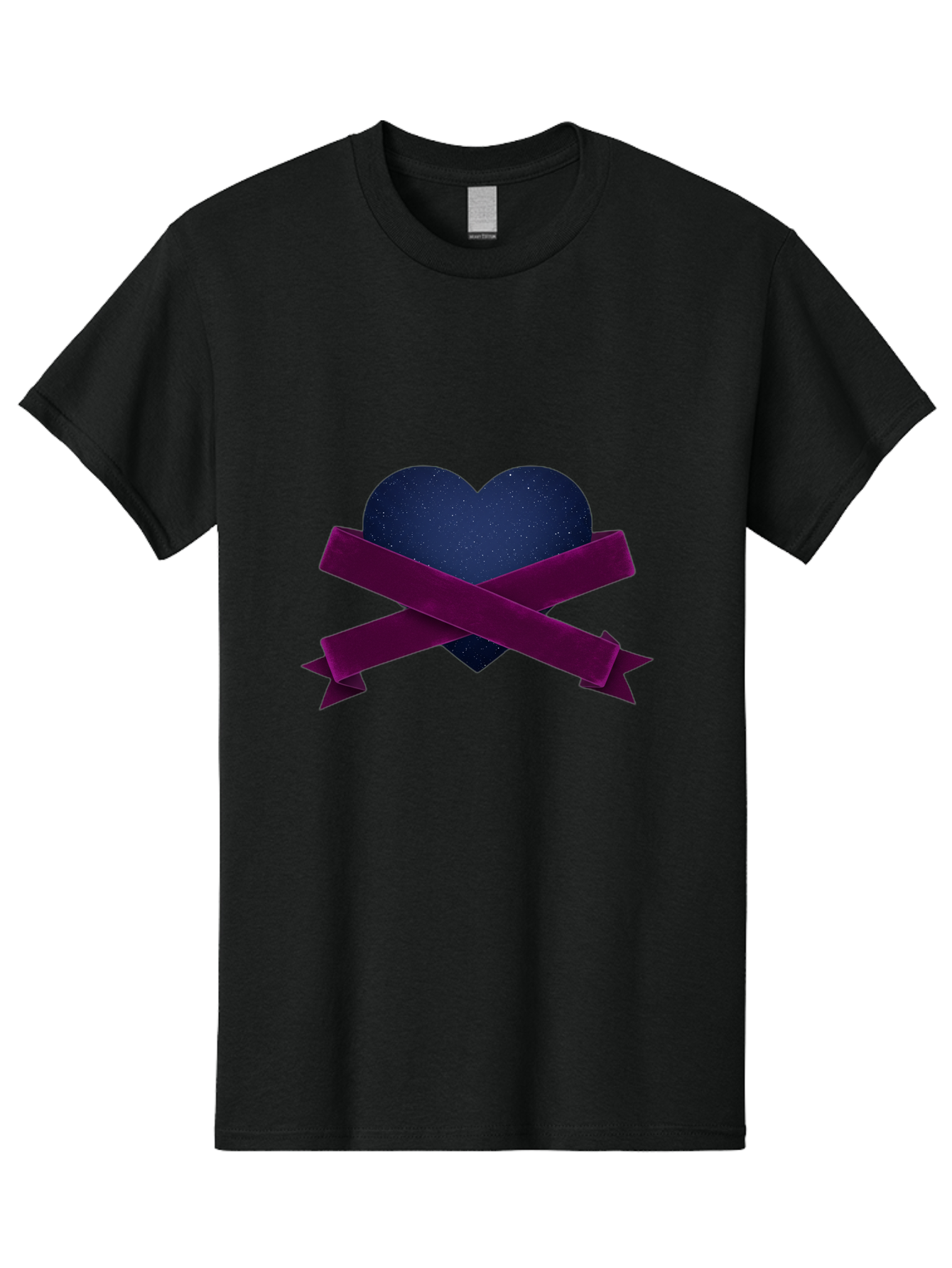 Dark-Heart-With-Ribbon Men'S Graphic Tee, 100% Cotton, Comfortable Casual Summer Wear, Machine Washable, Dark Heart, Purple Ribbon, Heart Shape, Velvet Texture, Symbol Of Love, Mourning Symbol, Grunge Style, Edgy Aesthetic, Dark Romance Bae173 6