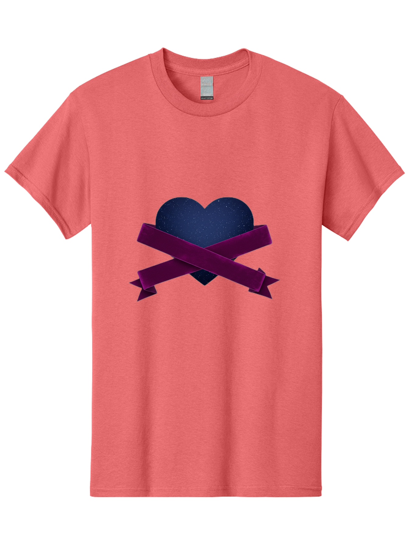 Dark-Heart-With-Ribbon Men'S Graphic Tee, 100% Cotton, Comfortable Casual Summer Wear, Machine Washable, Dark Heart, Purple Ribbon, Heart Shape, Velvet Texture, Symbol Of Love, Mourning Symbol, Grunge Style, Edgy Aesthetic, Dark Romance Bae173 13
