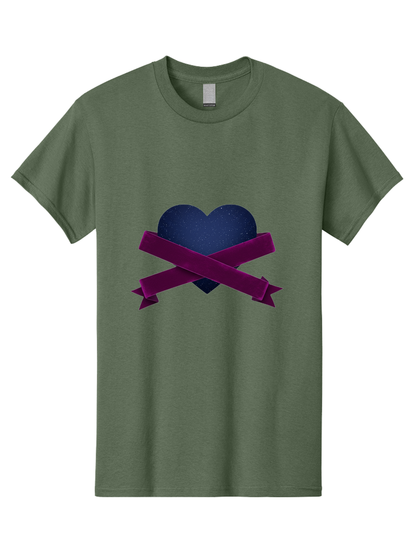 Dark-Heart-With-Ribbon Men'S Graphic Tee, 100% Cotton, Comfortable Casual Summer Wear, Machine Washable, Dark Heart, Purple Ribbon, Heart Shape, Velvet Texture, Symbol Of Love, Mourning Symbol, Grunge Style, Edgy Aesthetic, Dark Romance Bae173 9