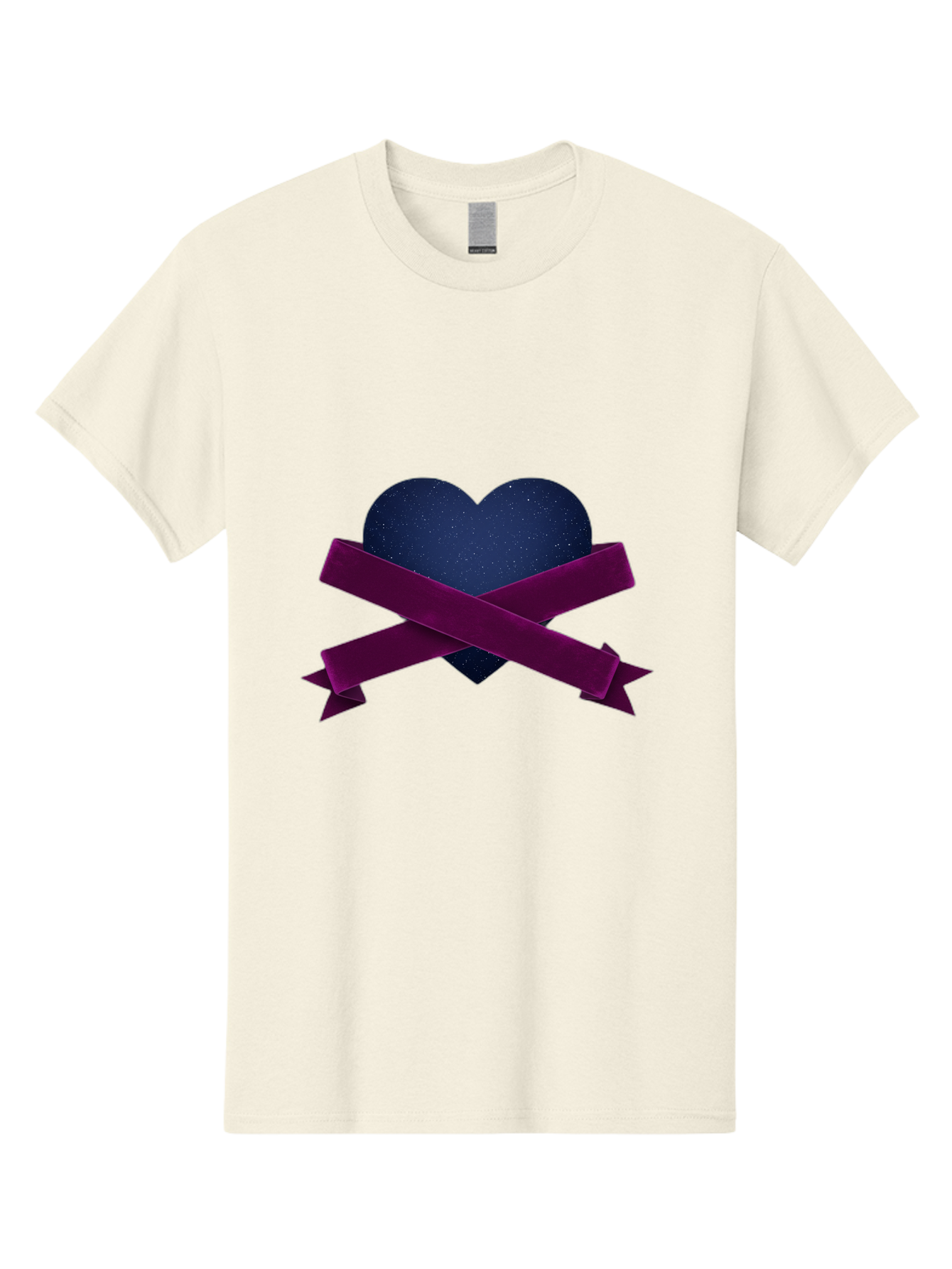 Dark-Heart-With-Ribbon Men'S Graphic Tee, 100% Cotton, Comfortable Casual Summer Wear, Machine Washable, Dark Heart, Purple Ribbon, Heart Shape, Velvet Texture, Symbol Of Love, Mourning Symbol, Grunge Style, Edgy Aesthetic, Dark Romance Bae173 4
