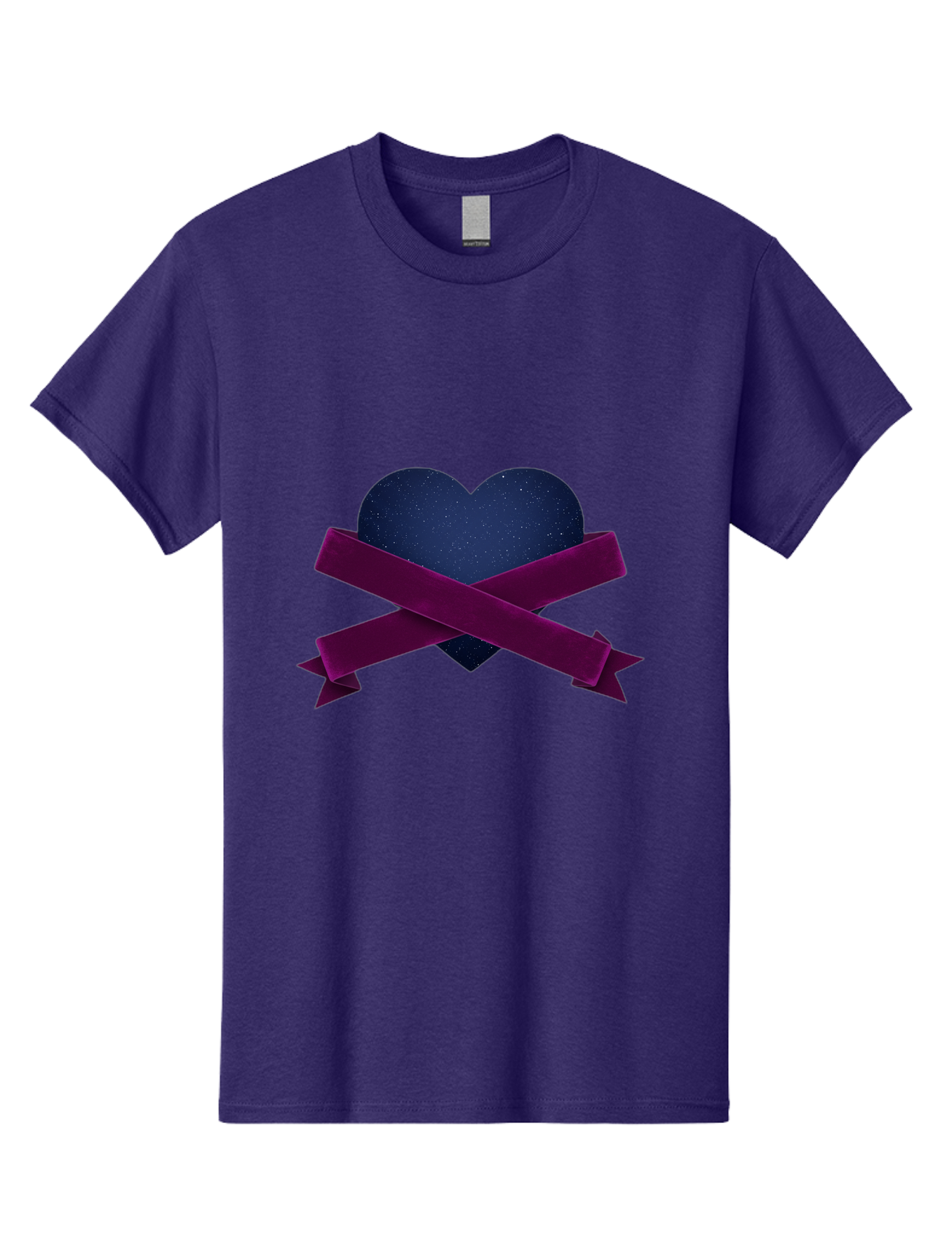 Dark-Heart-With-Ribbon Men'S Graphic Tee, 100% Cotton, Comfortable Casual Summer Wear, Machine Washable, Dark Heart, Purple Ribbon, Heart Shape, Velvet Texture, Symbol Of Love, Mourning Symbol, Grunge Style, Edgy Aesthetic, Dark Romance Bae173 12
