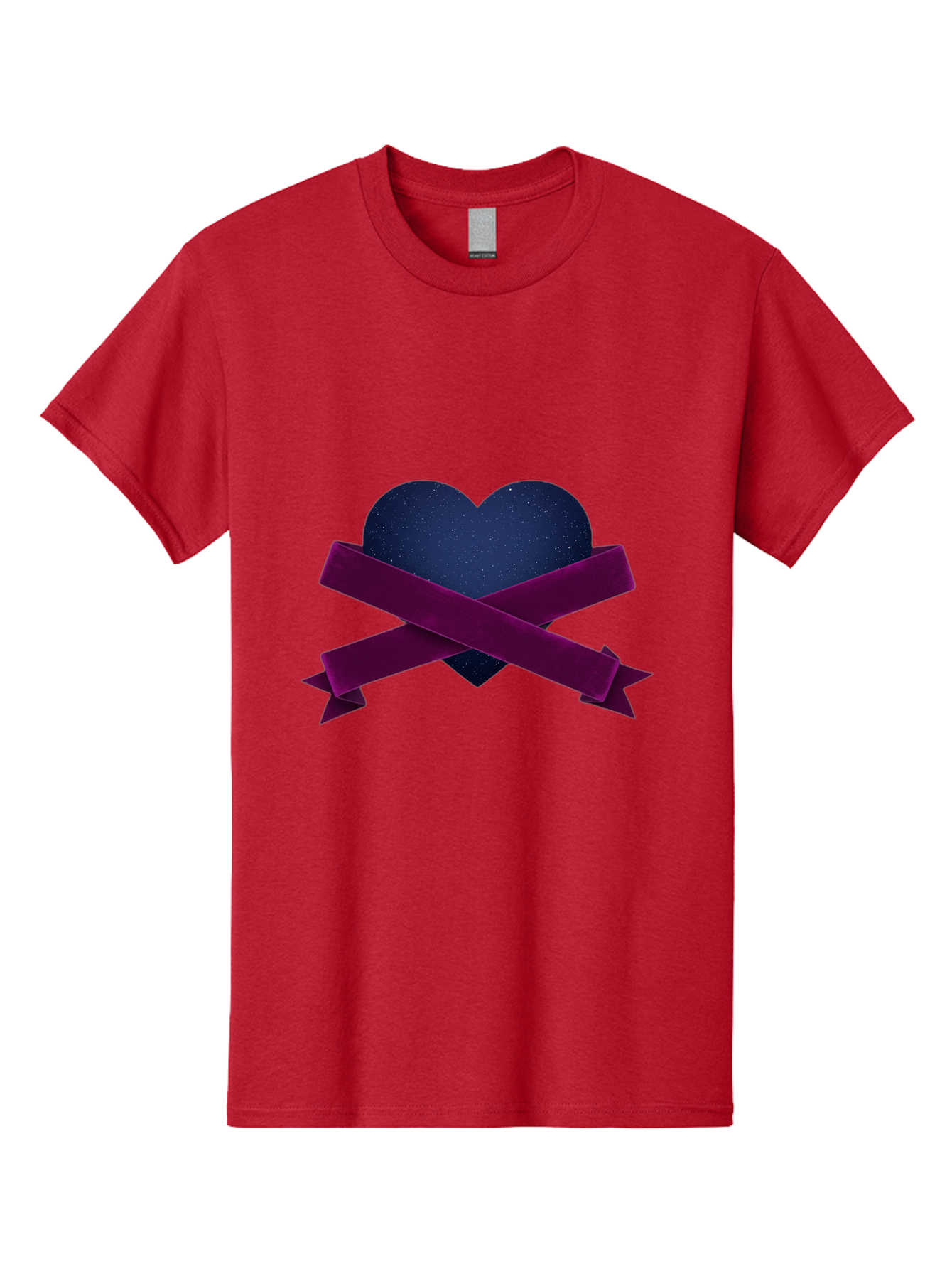 Dark-Heart-With-Ribbon Men'S Graphic Tee, 100% Cotton, Comfortable Casual Summer Wear, Machine Washable, Dark Heart, Purple Ribbon, Heart Shape, Velvet Texture, Symbol Of Love, Mourning Symbol, Grunge Style, Edgy Aesthetic, Dark Romance Bae173 11