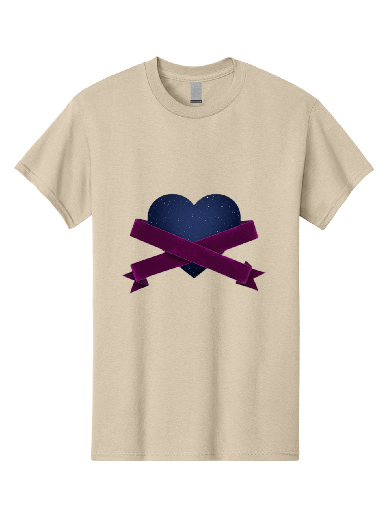 Dark-Heart-With-Ribbon Men'S Graphic Tee, 100% Cotton, Comfortable Casual Summer Wear, Machine Washable, Dark Heart, Purple Ribbon, Heart Shape, Velvet Texture, Symbol Of Love, Mourning Symbol, Grunge Style, Edgy Aesthetic, Dark Romance Bae173 8
