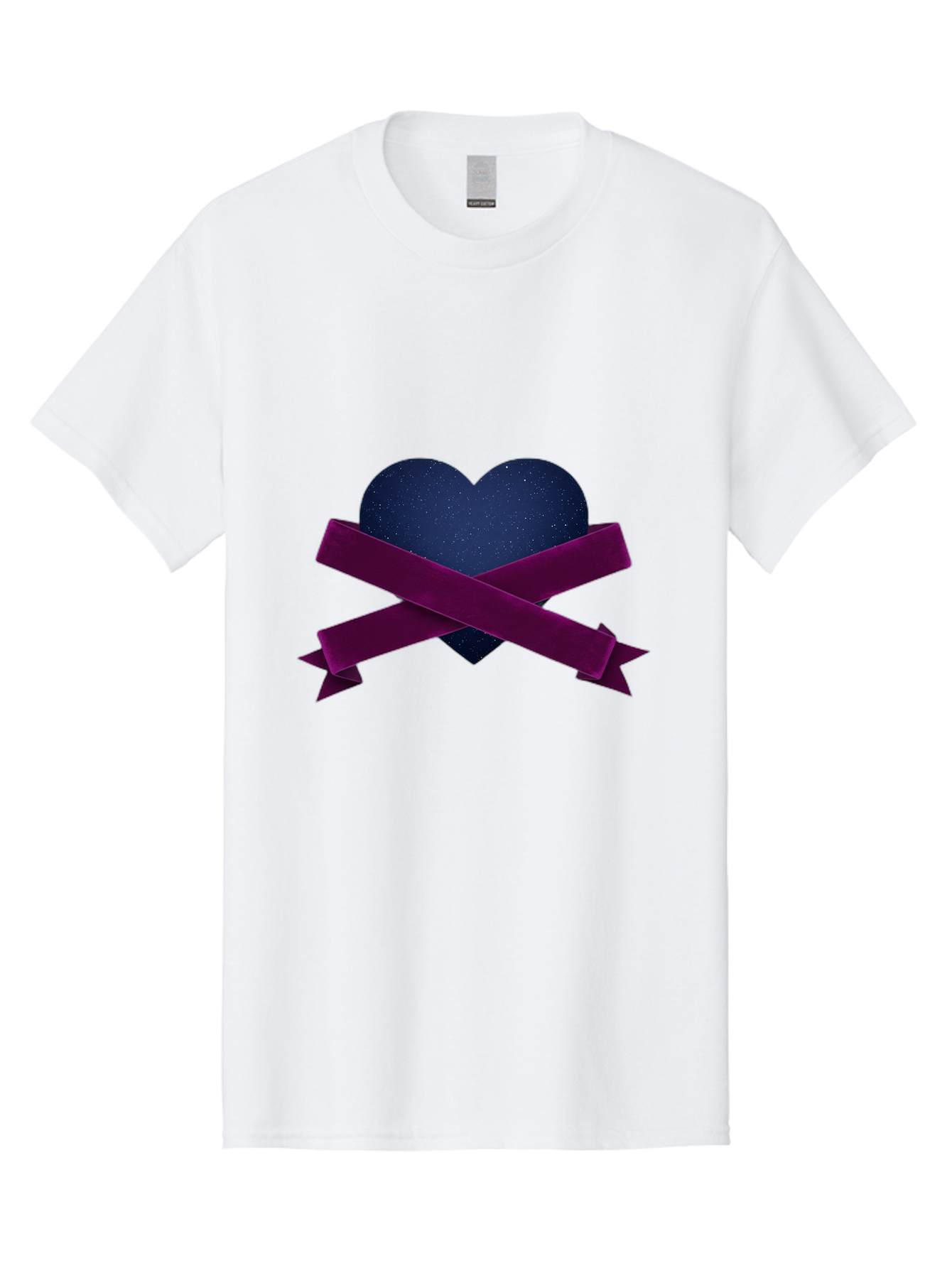 Dark-Heart-With-Ribbon Men'S Graphic Tee, 100% Cotton, Comfortable Casual Summer Wear, Machine Washable, Dark Heart, Purple Ribbon, Heart Shape, Velvet Texture, Symbol Of Love, Mourning Symbol, Grunge Style, Edgy Aesthetic, Dark Romance Bae173 3