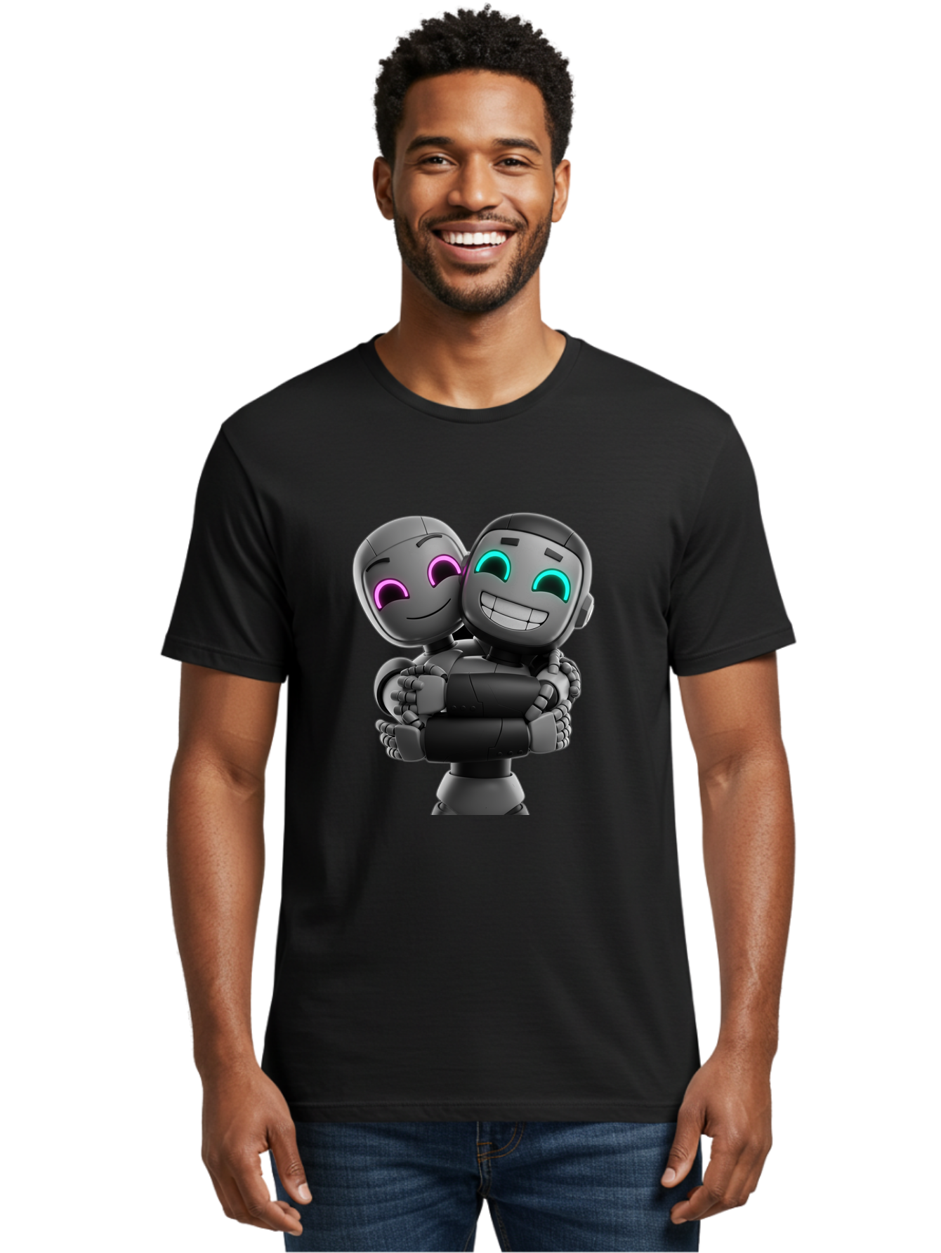 Gemini Men'S Graphic Tee, 100% Cotton, Comfortable Casual Summer Wear, Machine Washable, Ai Robots, Robot Friendship, Digital Companions, Futuristic Technology, Robotic Love, Innovative Design, Artificial Intelligence, Modern Robotics, Bae187 18