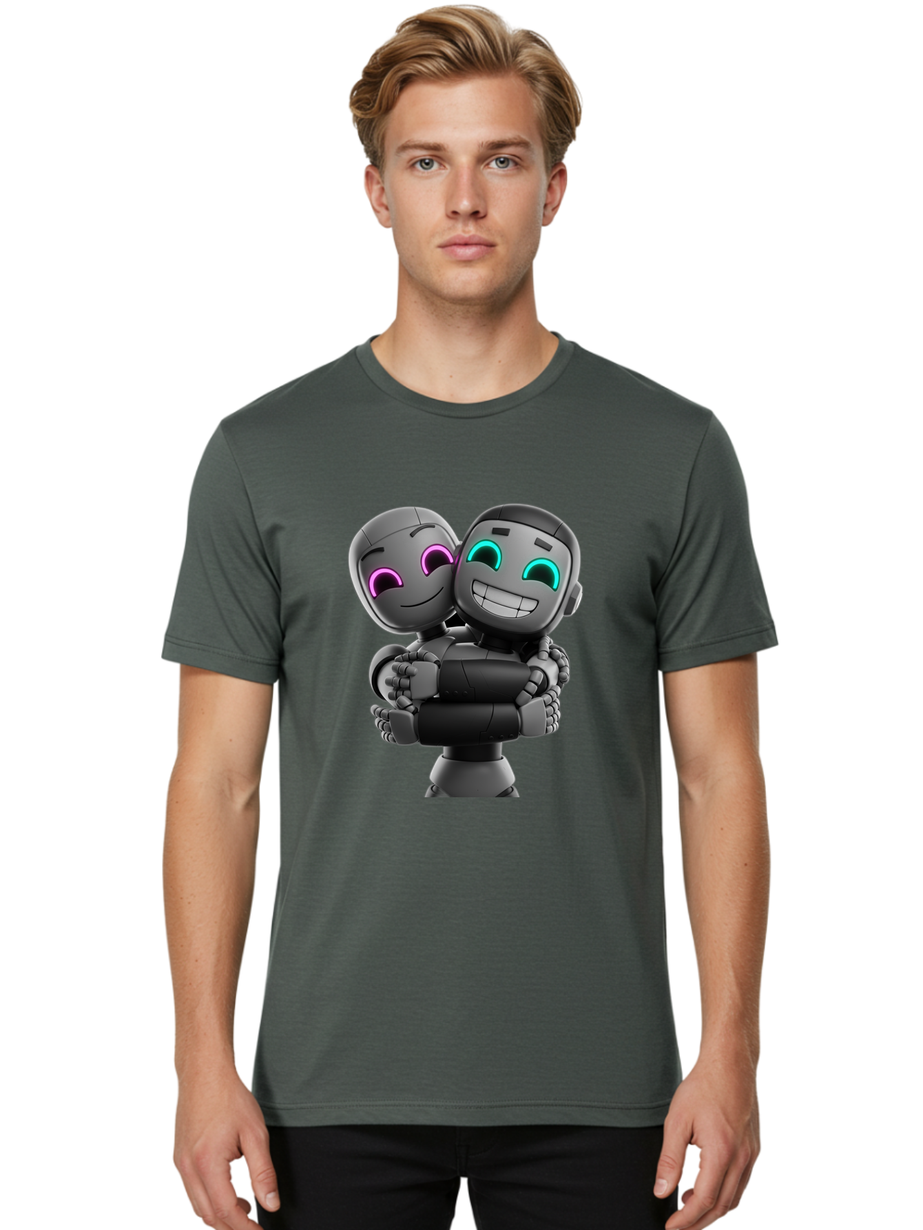 Gemini Men'S Graphic Tee, 100% Cotton, Comfortable Casual Summer Wear, Machine Washable, Ai Robots, Robot Friendship, Digital Companions, Futuristic Technology, Robotic Love, Innovative Design, Artificial Intelligence, Modern Robotics, Bae187 29