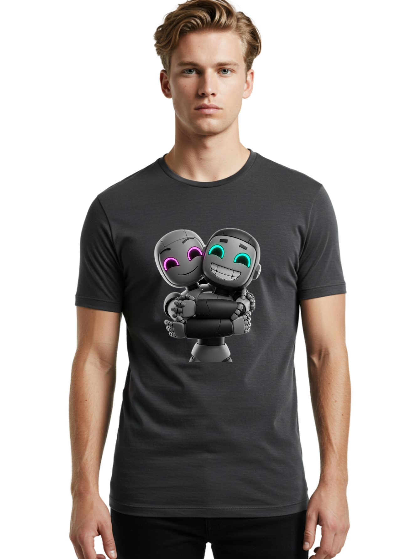 Gemini Men'S Graphic Tee, 100% Cotton, Comfortable Casual Summer Wear, Machine Washable, Ai Robots, Robot Friendship, Digital Companions, Futuristic Technology, Robotic Love, Innovative Design, Artificial Intelligence, Modern Robotics, Bae187 24