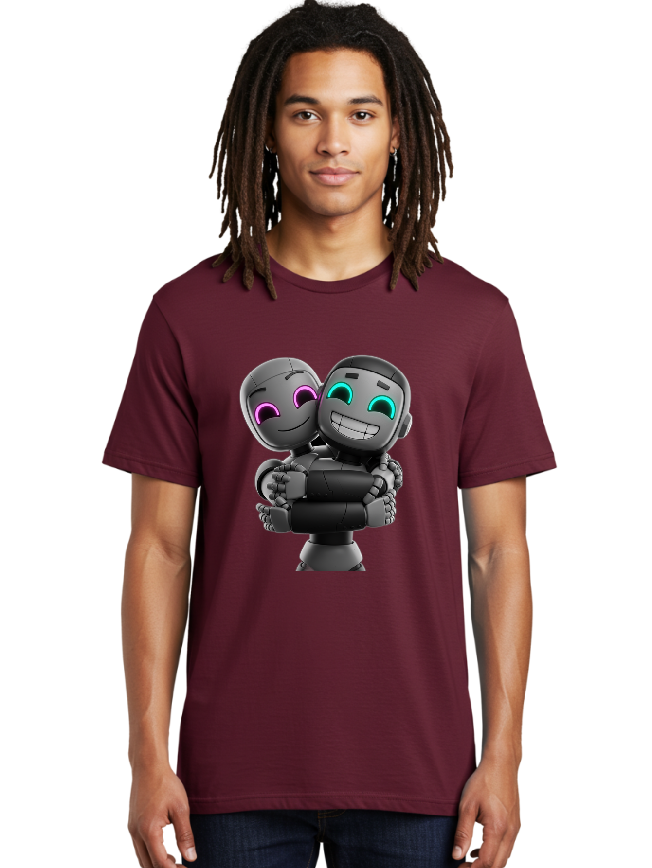 Gemini Men'S Graphic Tee, 100% Cotton, Comfortable Casual Summer Wear, Machine Washable, Ai Robots, Robot Friendship, Digital Companions, Futuristic Technology, Robotic Love, Innovative Design, Artificial Intelligence, Modern Robotics, Bae187 19