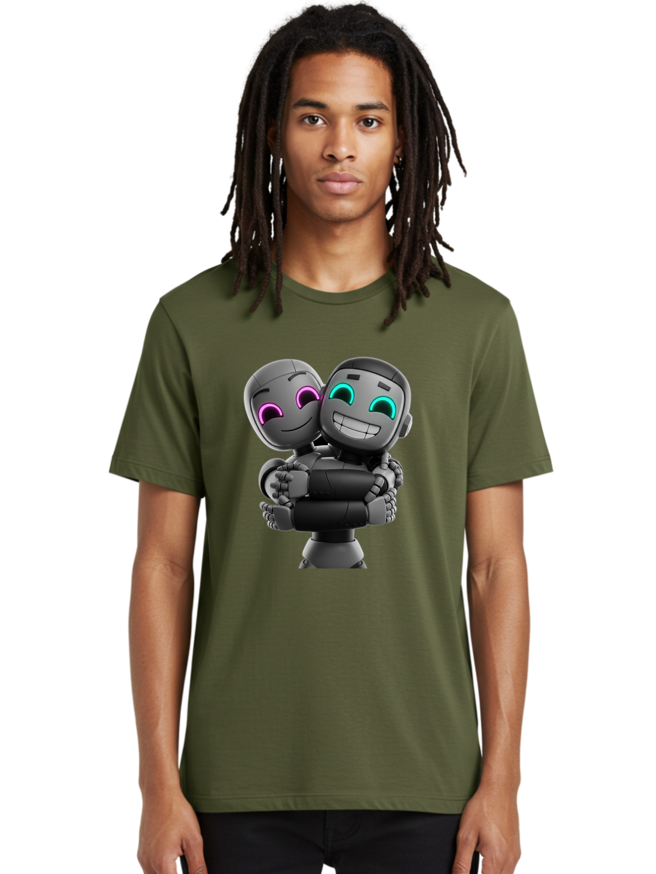 Gemini Men'S Graphic Tee, 100% Cotton, Comfortable Casual Summer Wear, Machine Washable, Ai Robots, Robot Friendship, Digital Companions, Futuristic Technology, Robotic Love, Innovative Design, Artificial Intelligence, Modern Robotics, Bae187 21