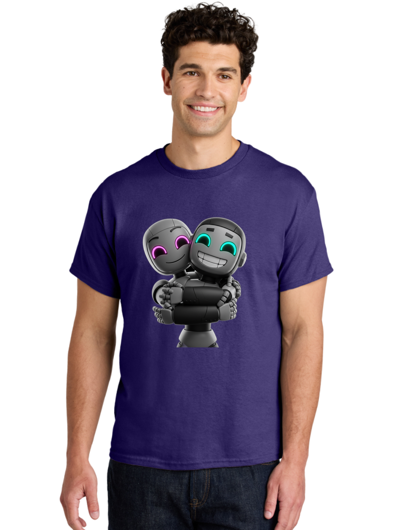 Gemini Men'S Graphic Tee, 100% Cotton, Comfortable Casual Summer Wear, Machine Washable, Ai Robots, Robot Friendship, Digital Companions, Futuristic Technology, Robotic Love, Innovative Design, Artificial Intelligence, Modern Robotics, Bae187 26