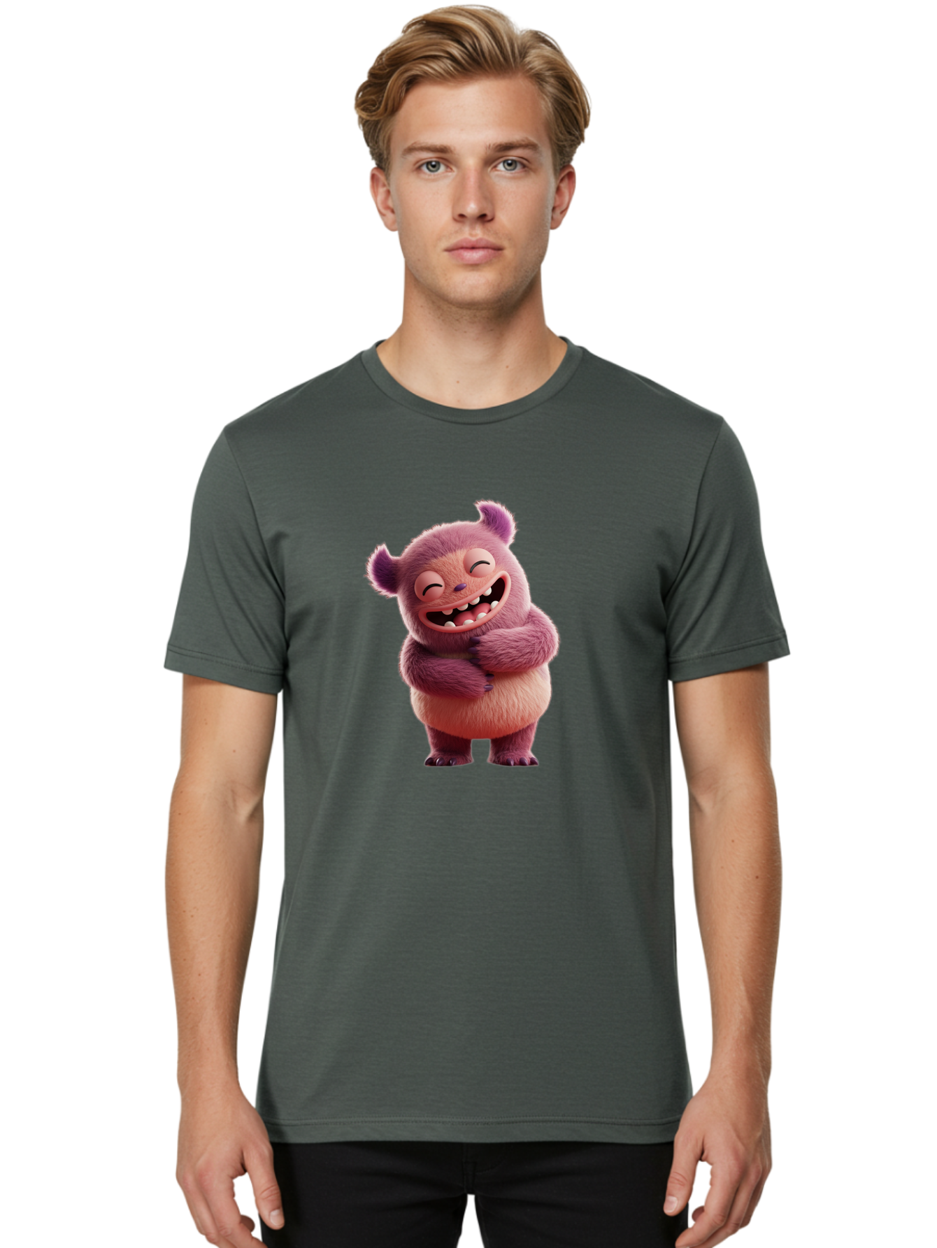 Grumps-Monster Men'S Graphic Tee, 100% Cotton, Comfortable Casual Summer Wear, Machine Washable, Happy Monster, Cartoon Character, Purple Creature, Smiling Face, Embracing Self, Funny Creature, Adorable Monster, Cute Character, Bae193 16