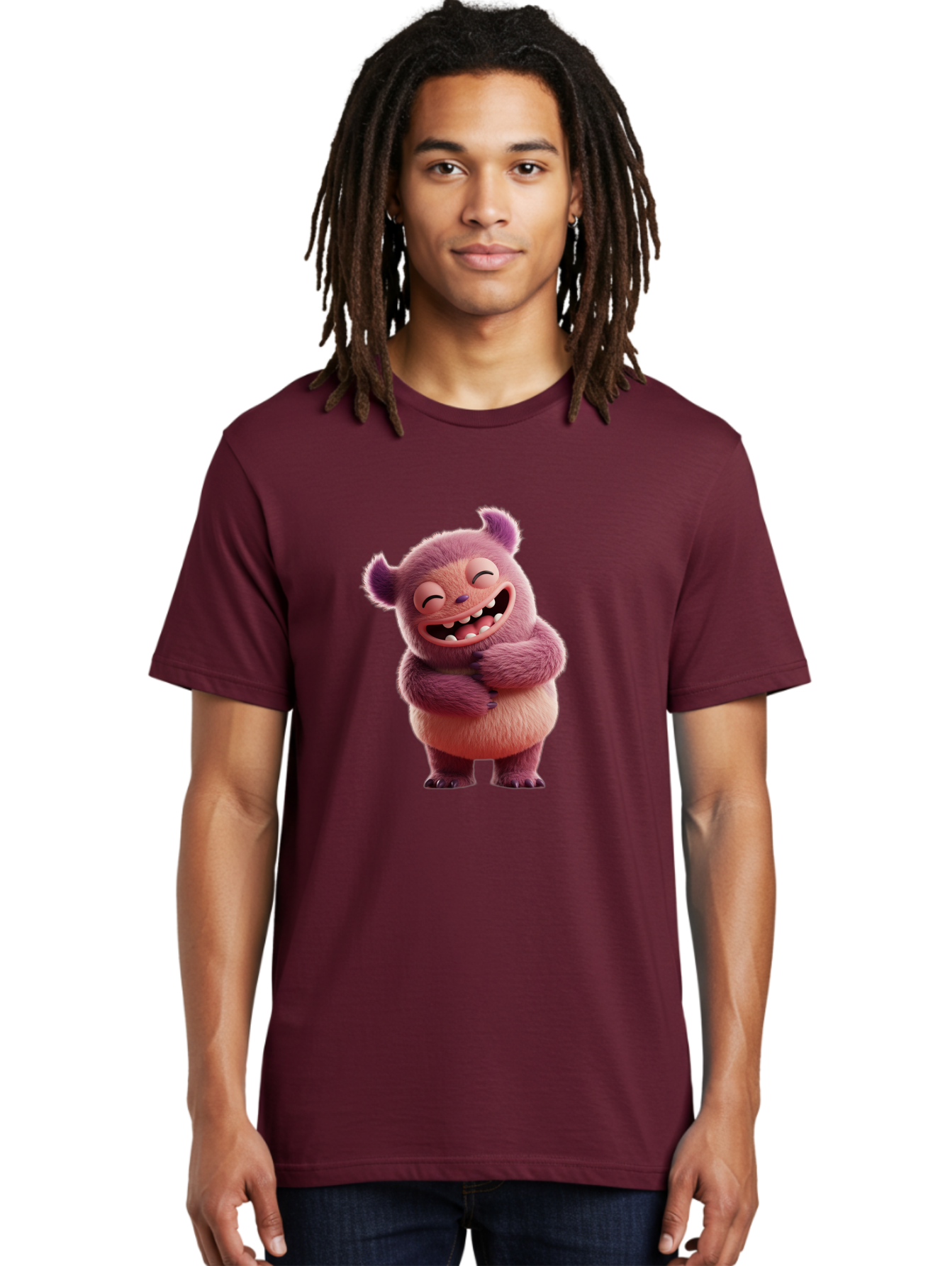Grumps-Monster Men'S Graphic Tee, 100% Cotton, Comfortable Casual Summer Wear, Machine Washable, Happy Monster, Cartoon Character, Purple Creature, Smiling Face, Embracing Self, Funny Creature, Adorable Monster, Cute Character, Bae193 27