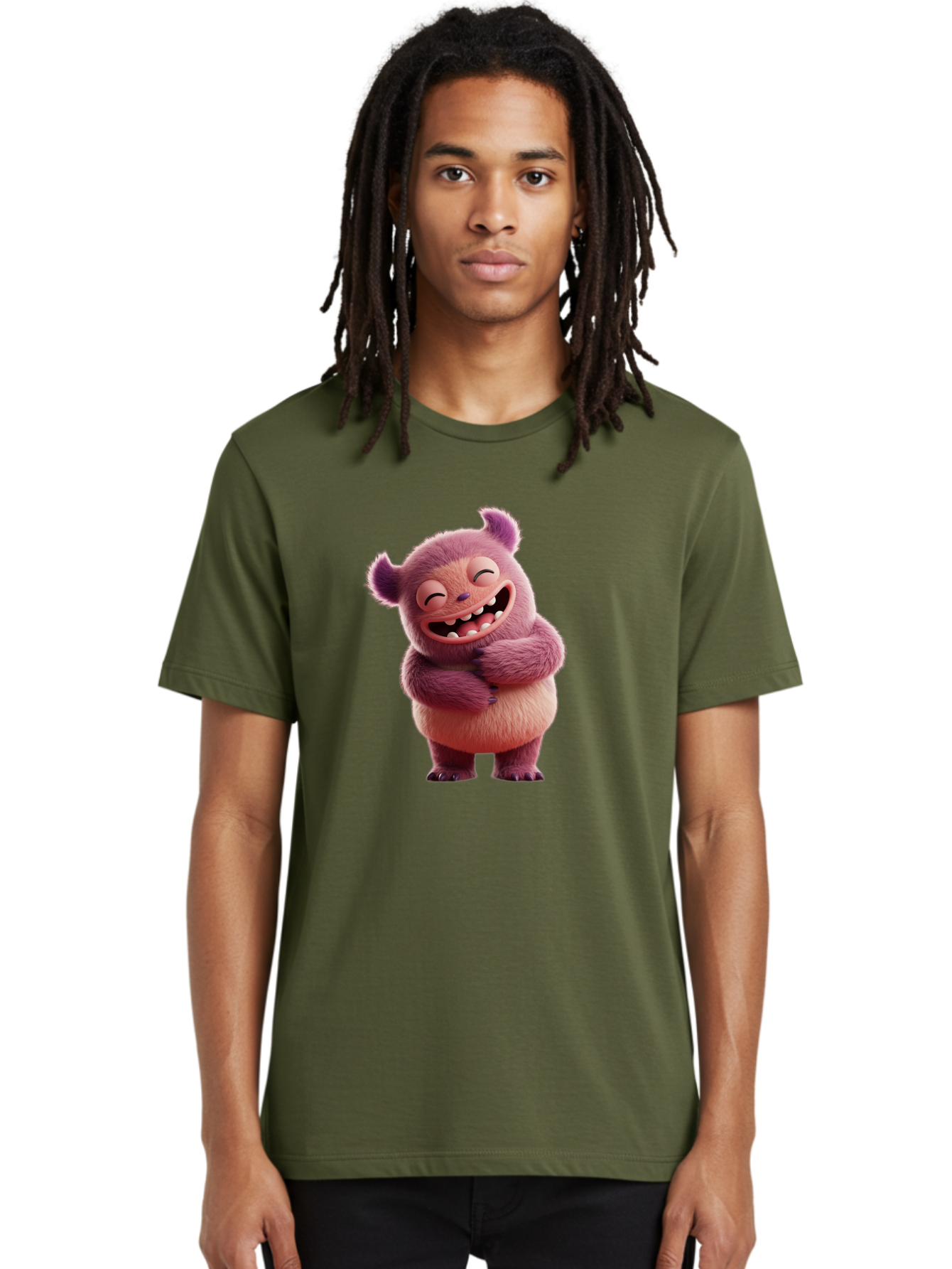 Grumps-Monster Men'S Graphic Tee, 100% Cotton, Comfortable Casual Summer Wear, Machine Washable, Happy Monster, Cartoon Character, Purple Creature, Smiling Face, Embracing Self, Funny Creature, Adorable Monster, Cute Character, Bae193 25