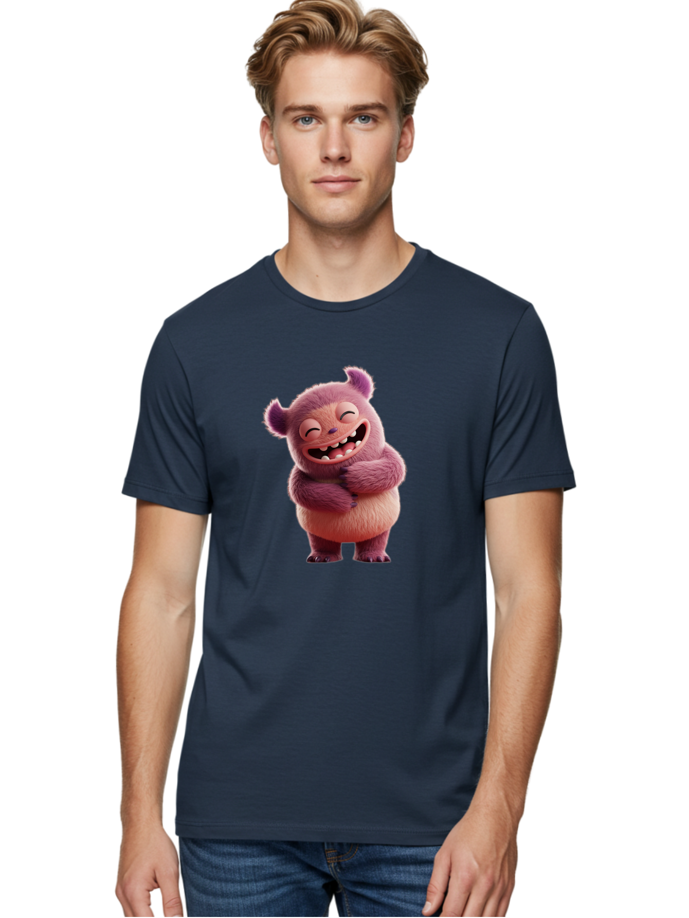 Grumps-Monster Men'S Graphic Tee, 100% Cotton, Comfortable Casual Summer Wear, Machine Washable, Happy Monster, Cartoon Character, Purple Creature, Smiling Face, Embracing Self, Funny Creature, Adorable Monster, Cute Character, Bae193 21
