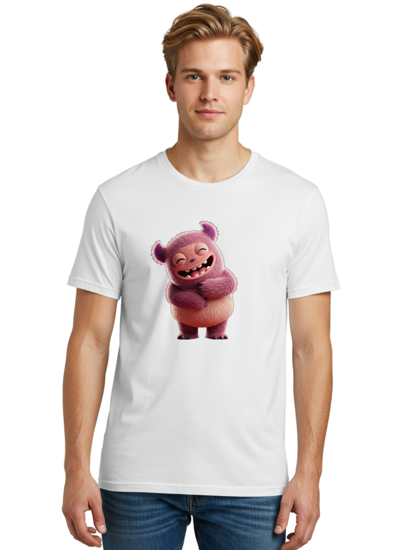 Grumps-Monster Men'S Graphic Tee, 100% Cotton, Comfortable Casual Summer Wear, Machine Washable, Happy Monster, Cartoon Character, Purple Creature, Smiling Face, Embracing Self, Funny Creature, Adorable Monster, Cute Character, Bae193 23