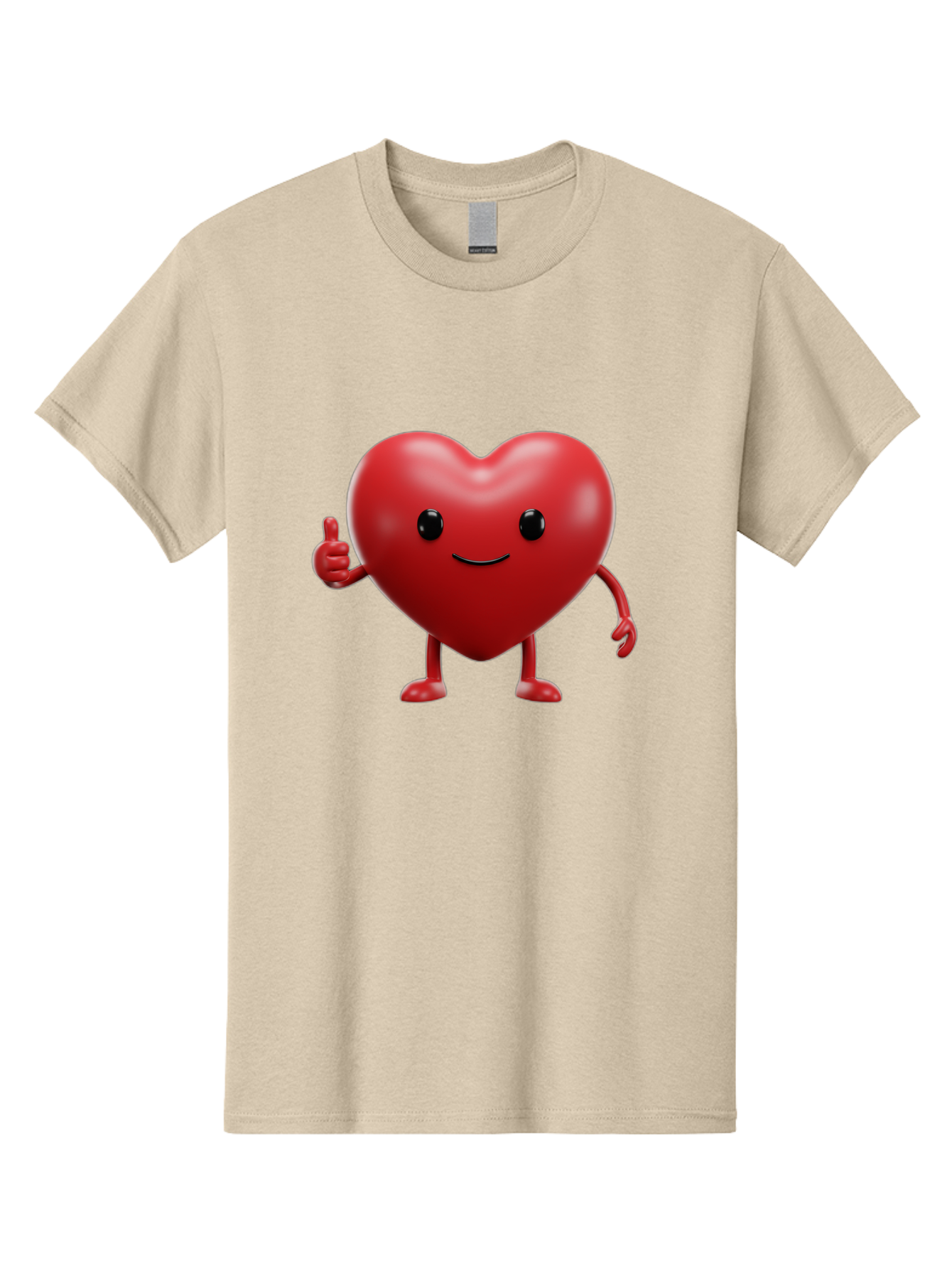 Happy-Heart Men'S Graphic Tee, 100% Cotton, Comfortable Casual Summer Wear, Machine Washable, Red Heart Character, Smiling Face, Thumbs Up, Cartoon Style, Heart Icon, Positive Attitude, Friendly Gesture, Love Symbol, Cute Design Bae195 5