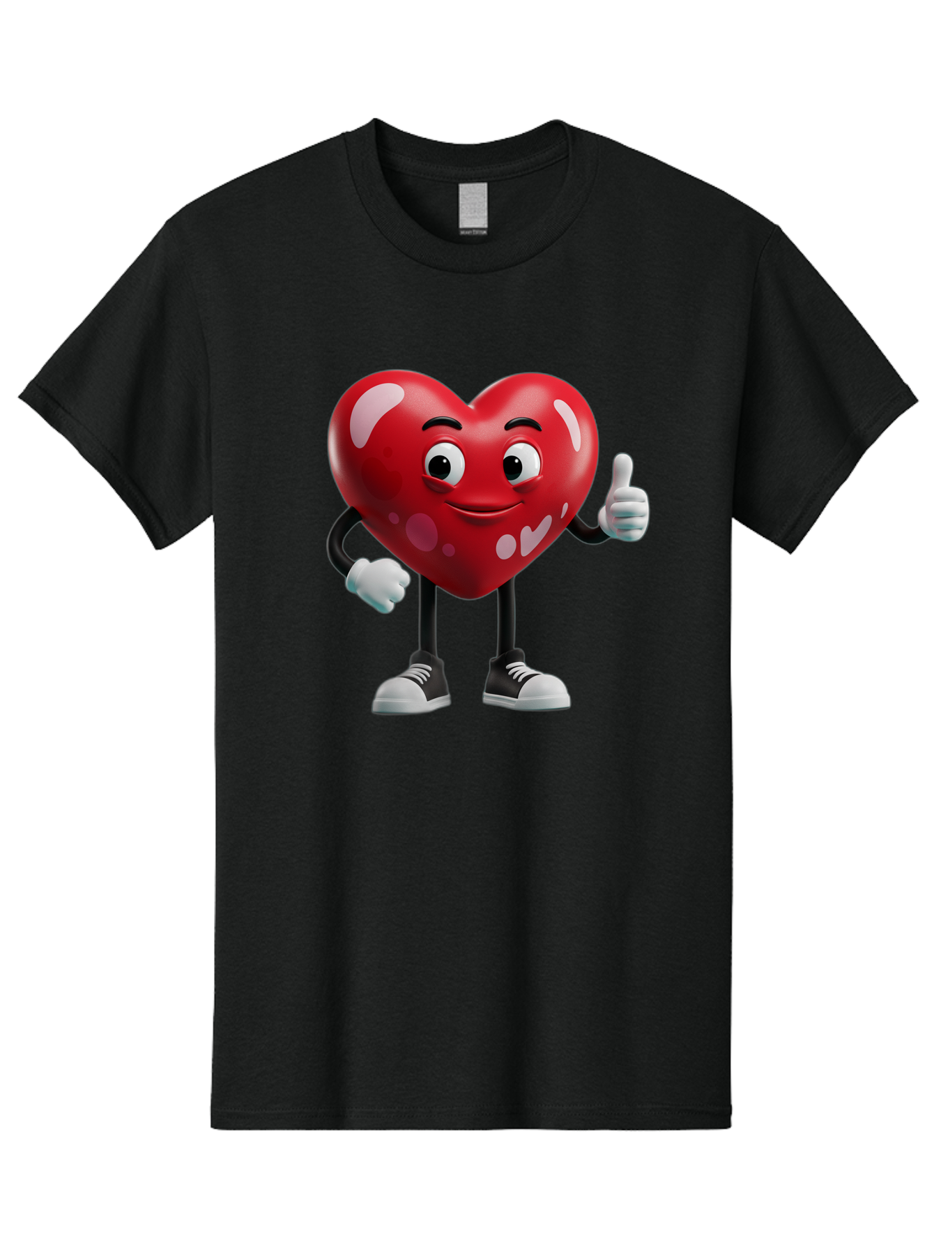 Heart-Character Men'S Graphic Tee, 100% Cotton, Comfortable Casual Summer Wear, Machine Washable, Cartoon Heart, Red Heart, Smiling Face, Thumbs Up, Approval, Positivity, Love, Happiness, Friendship, Gesture Of Approval, Cartoon Character Bae197 11