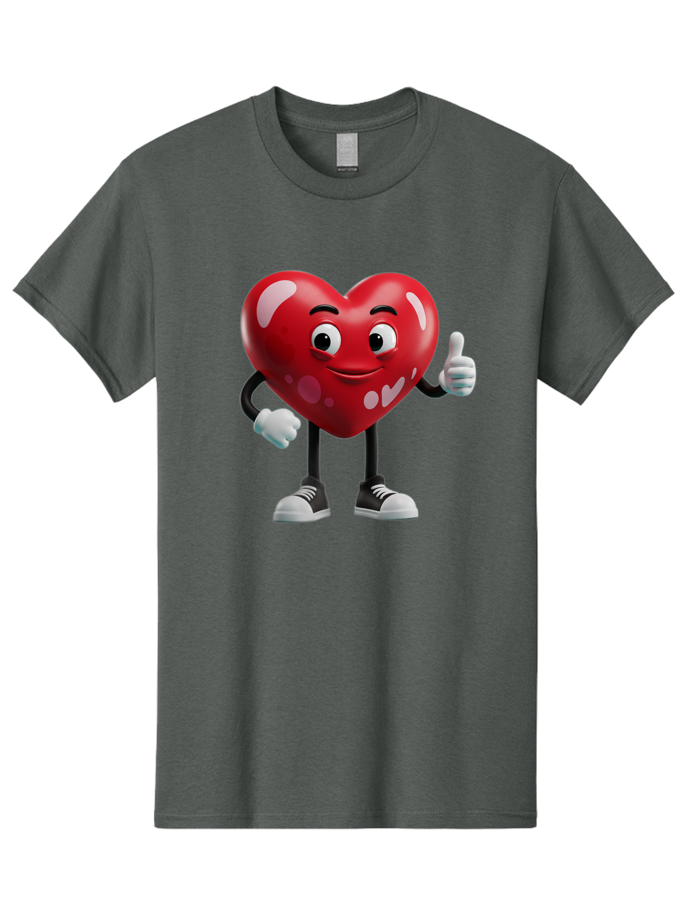 Heart-Character Men'S Graphic Tee, 100% Cotton, Comfortable Casual Summer Wear, Machine Washable, Cartoon Heart, Red Heart, Smiling Face, Thumbs Up, Approval, Positivity, Love, Happiness, Friendship, Gesture Of Approval, Cartoon Character Bae197 9