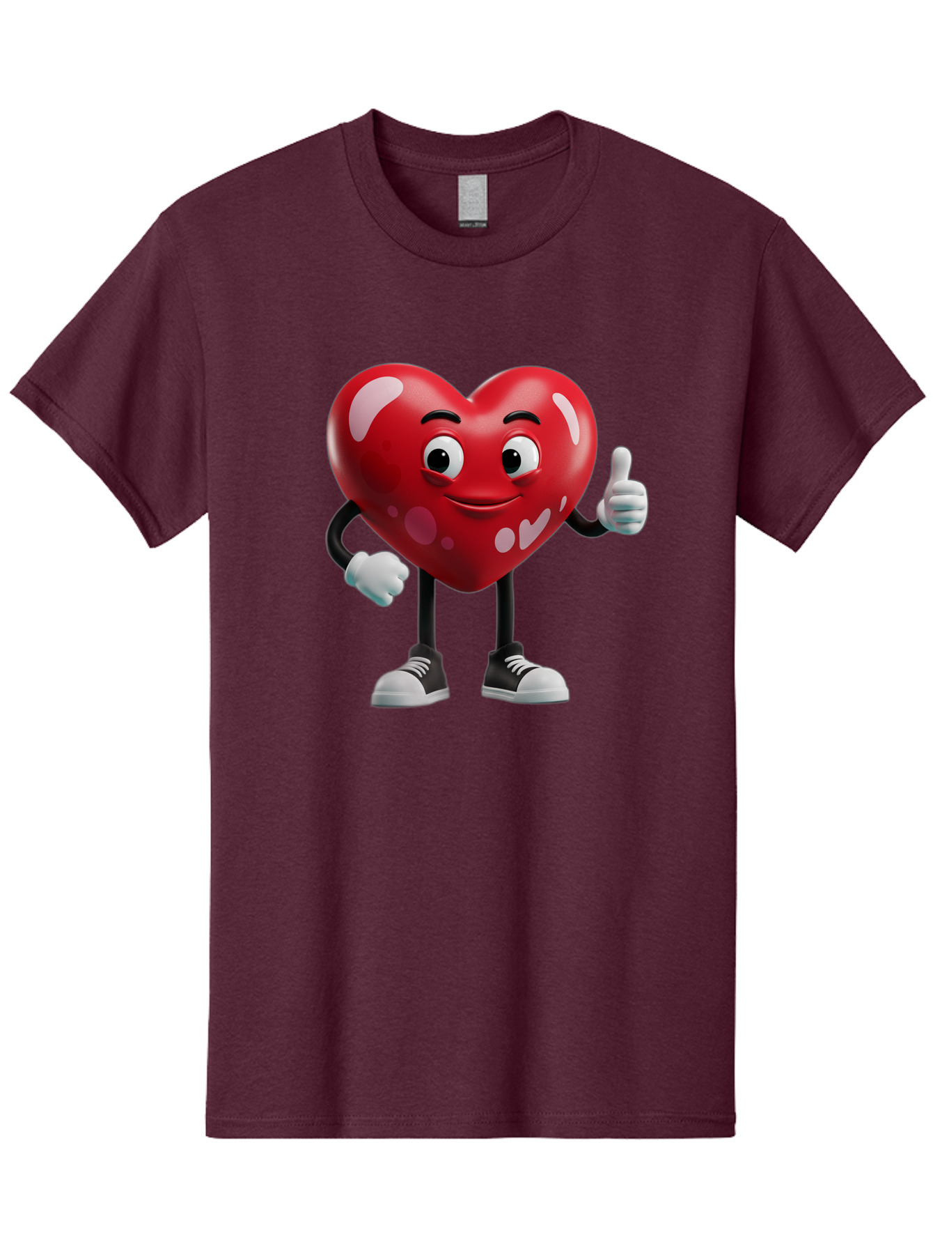 Heart-Character Men'S Graphic Tee, 100% Cotton, Comfortable Casual Summer Wear, Machine Washable, Cartoon Heart, Red Heart, Smiling Face, Thumbs Up, Approval, Positivity, Love, Happiness, Friendship, Gesture Of Approval, Cartoon Character Bae197 12