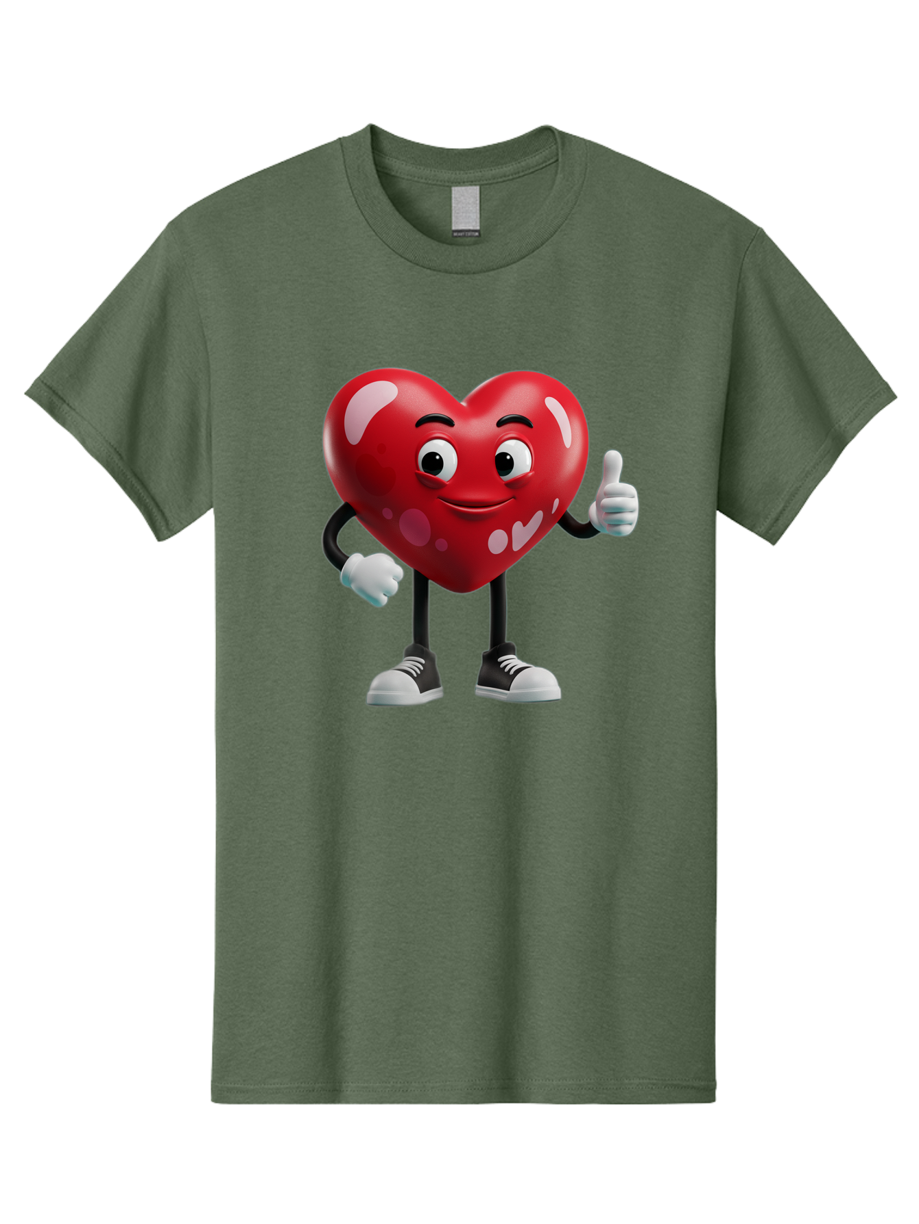 Heart-Character Men'S Graphic Tee, 100% Cotton, Comfortable Casual Summer Wear, Machine Washable, Cartoon Heart, Red Heart, Smiling Face, Thumbs Up, Approval, Positivity, Love, Happiness, Friendship, Gesture Of Approval, Cartoon Character Bae197 8