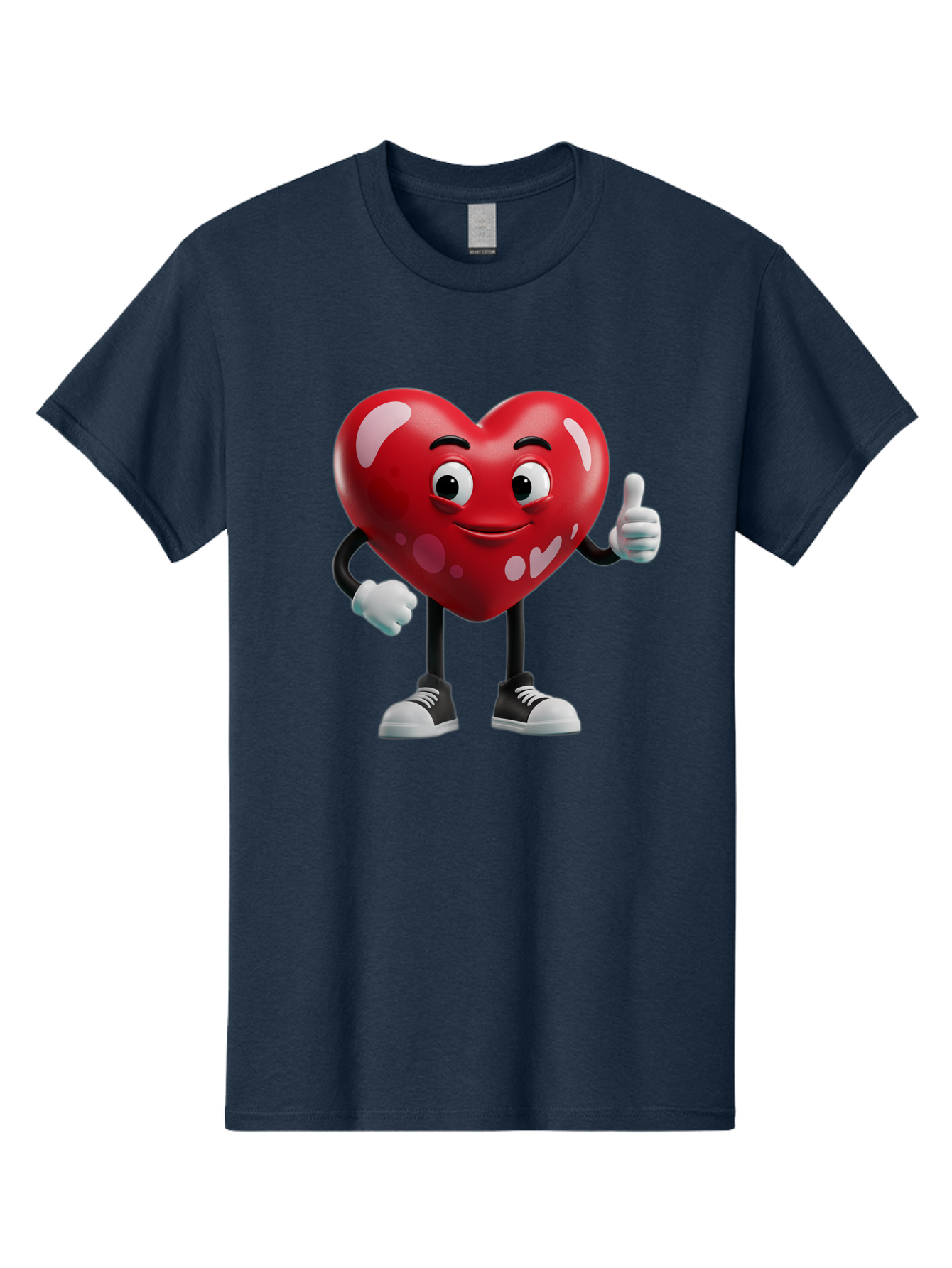 Heart-Character Men'S Graphic Tee, 100% Cotton, Comfortable Casual Summer Wear, Machine Washable, Cartoon Heart, Red Heart, Smiling Face, Thumbs Up, Approval, Positivity, Love, Happiness, Friendship, Gesture Of Approval, Cartoon Character Bae197 7