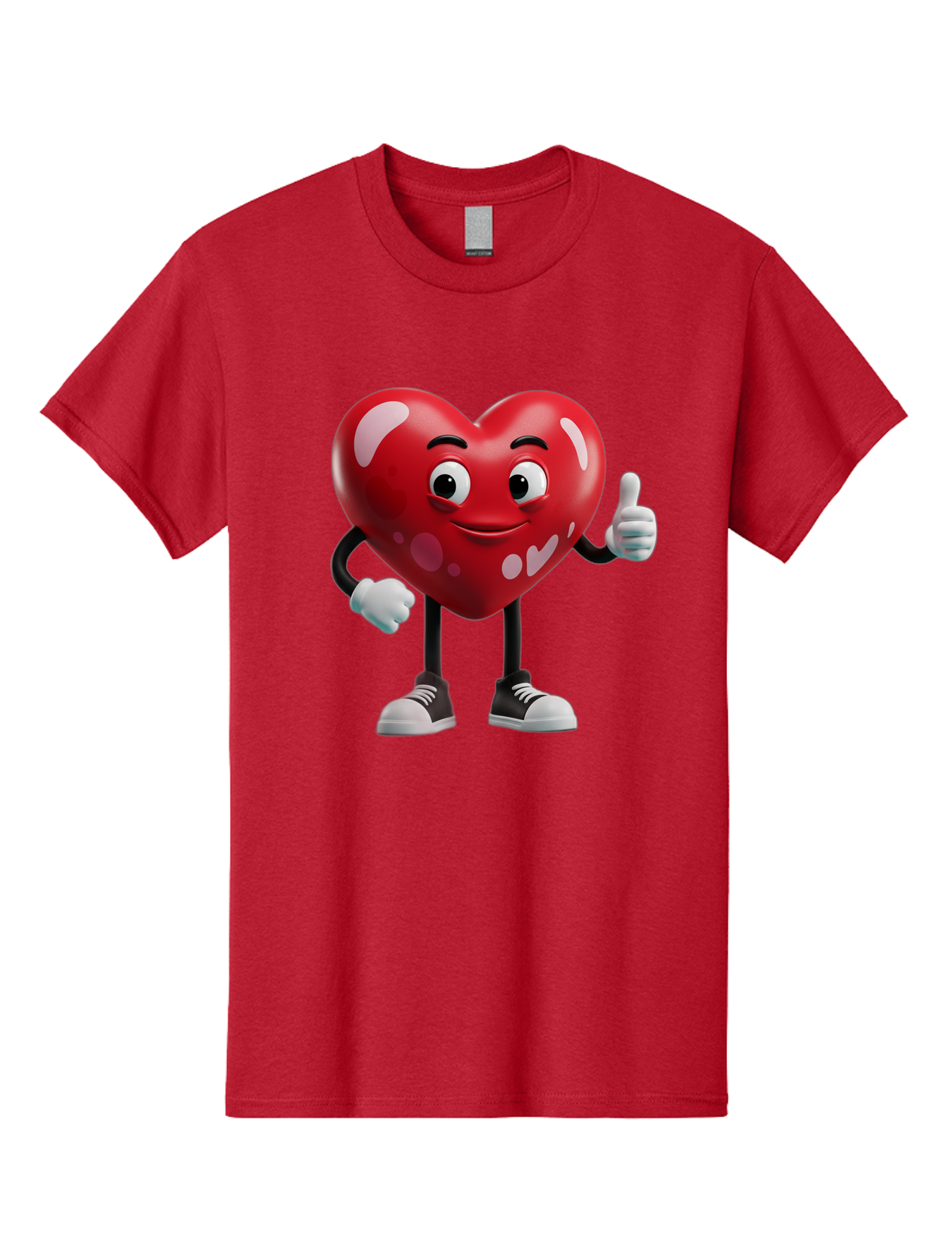 Heart-Character Men'S Graphic Tee, 100% Cotton, Comfortable Casual Summer Wear, Machine Washable, Cartoon Heart, Red Heart, Smiling Face, Thumbs Up, Approval, Positivity, Love, Happiness, Friendship, Gesture Of Approval, Cartoon Character Bae197 14