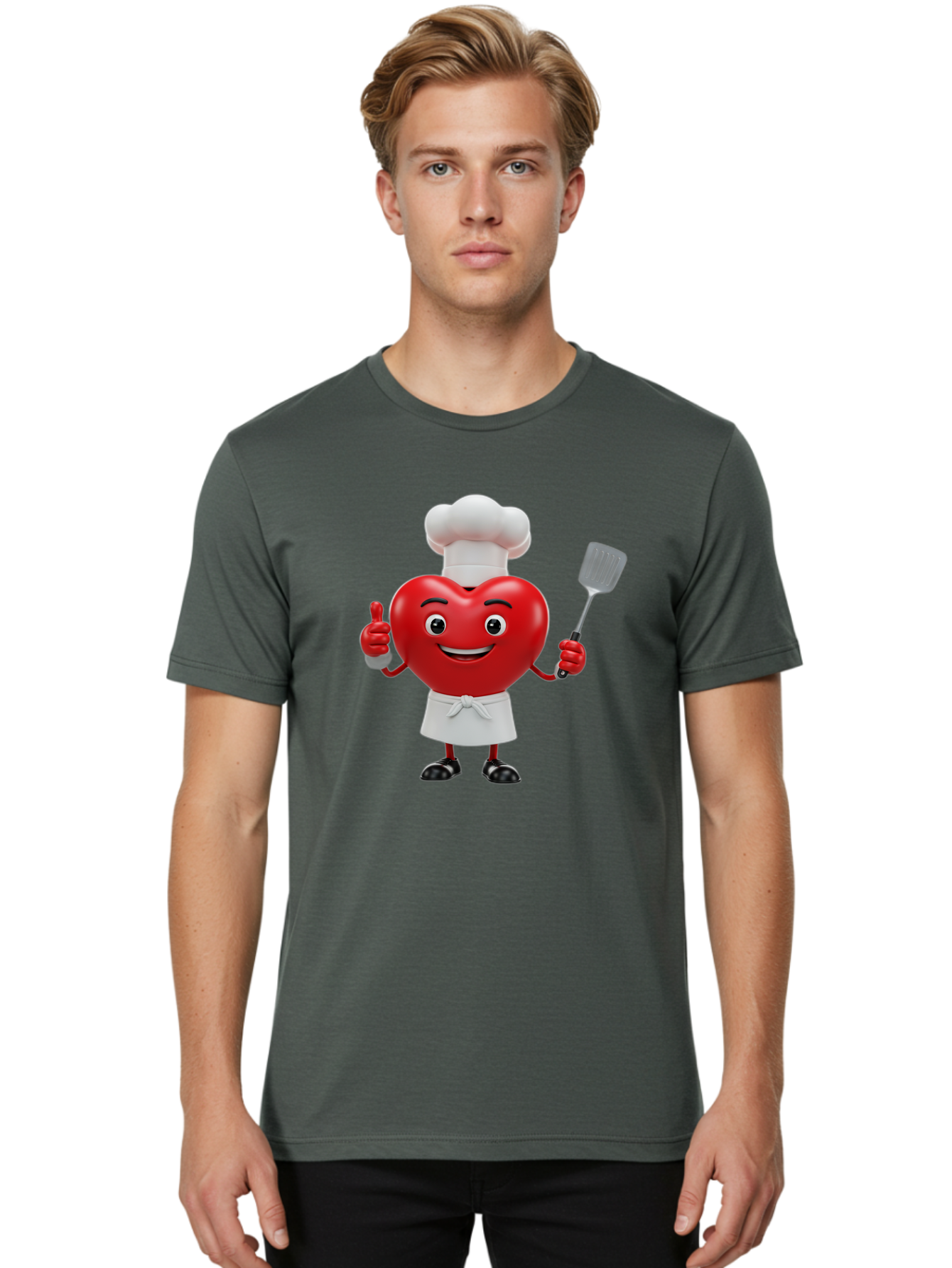 Heart-Chef Men'S Graphic Tee, 100% Cotton, Comfortable Casual Summer Wear, Machine Washable, Heart-Shaped Chef Mascot, Cooking With Love, Chef Hat, White Apron, Thumbs Up, Approval, Kitchen Tool, Culinary Delight, Cartoon Character, Bae198 17