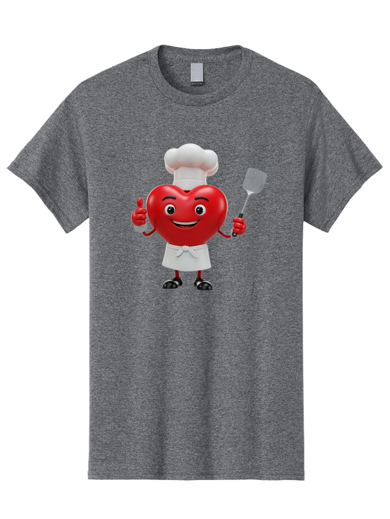 Heart-Chef Men'S Graphic Tee, 100% Cotton, Comfortable Casual Summer Wear, Machine Washable, Heart-Shaped Chef Mascot, Cooking With Love, Chef Hat, White Apron, Thumbs Up, Approval, Kitchen Tool, Culinary Delight, Cartoon Character, Bae198 1