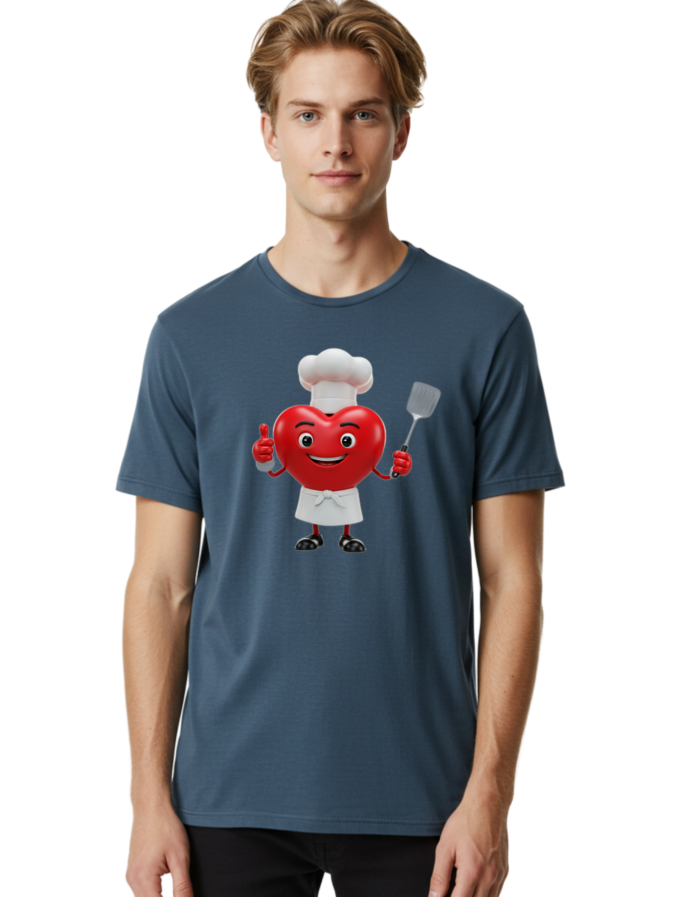 Heart-Chef Men'S Graphic Tee, 100% Cotton, Comfortable Casual Summer Wear, Machine Washable, Heart-Shaped Chef Mascot, Cooking With Love, Chef Hat, White Apron, Thumbs Up, Approval, Kitchen Tool, Culinary Delight, Cartoon Character, Bae198 26