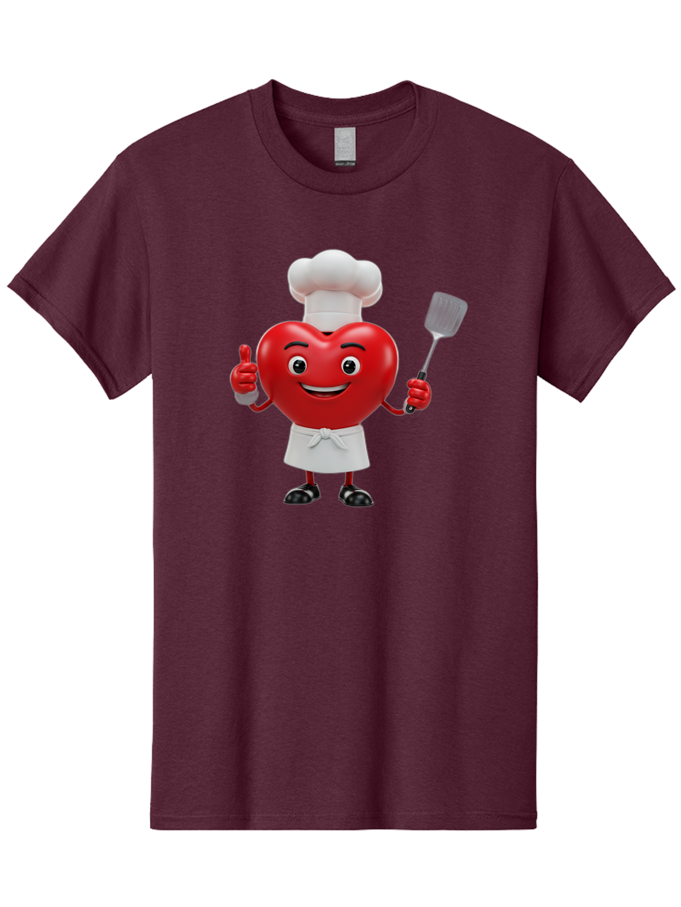 Heart-Chef Men'S Graphic Tee, 100% Cotton, Comfortable Casual Summer Wear, Machine Washable, Heart-Shaped Chef Mascot, Cooking With Love, Chef Hat, White Apron, Thumbs Up, Approval, Kitchen Tool, Culinary Delight, Cartoon Character, Bae198 8