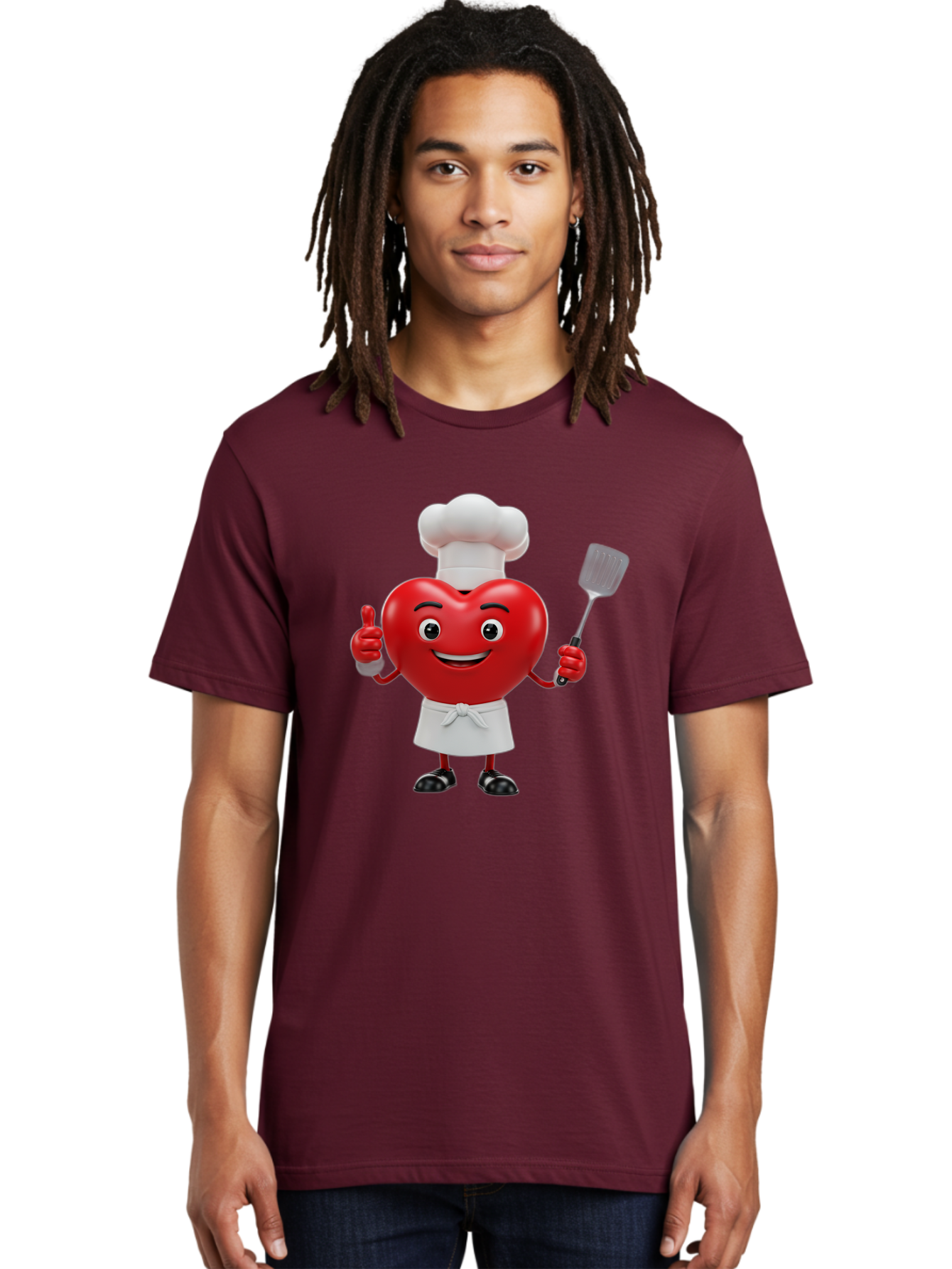 Heart-Chef Men'S Graphic Tee, 100% Cotton, Comfortable Casual Summer Wear, Machine Washable, Heart-Shaped Chef Mascot, Cooking With Love, Chef Hat, White Apron, Thumbs Up, Approval, Kitchen Tool, Culinary Delight, Cartoon Character, Bae198 23