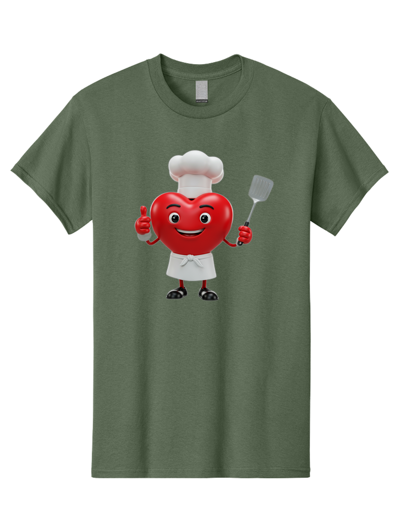 Heart-Chef Men'S Graphic Tee, 100% Cotton, Comfortable Casual Summer Wear, Machine Washable, Heart-Shaped Chef Mascot, Cooking With Love, Chef Hat, White Apron, Thumbs Up, Approval, Kitchen Tool, Culinary Delight, Cartoon Character, Bae198 3