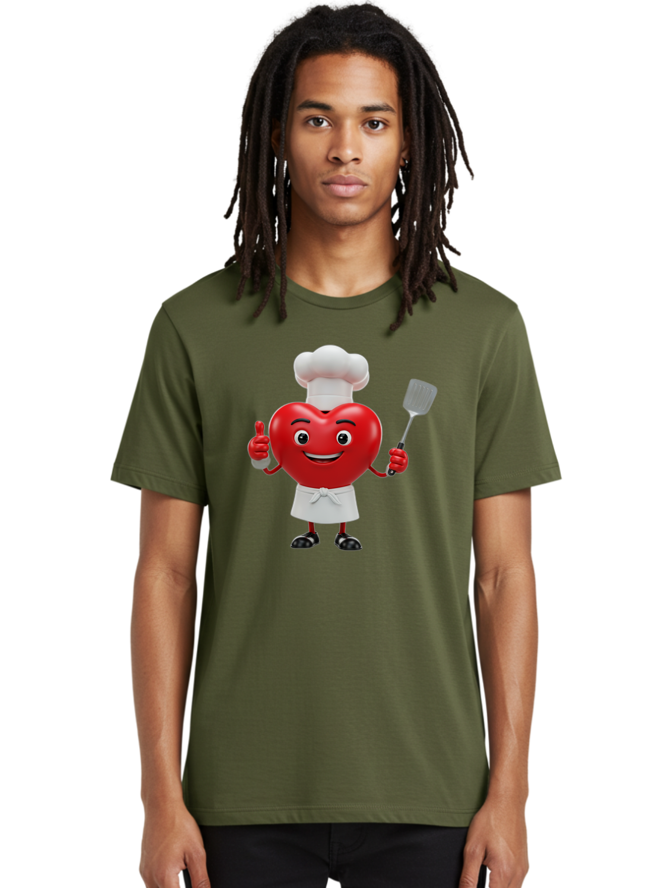 Heart-Chef Men'S Graphic Tee, 100% Cotton, Comfortable Casual Summer Wear, Machine Washable, Heart-Shaped Chef Mascot, Cooking With Love, Chef Hat, White Apron, Thumbs Up, Approval, Kitchen Tool, Culinary Delight, Cartoon Character, Bae198 18
