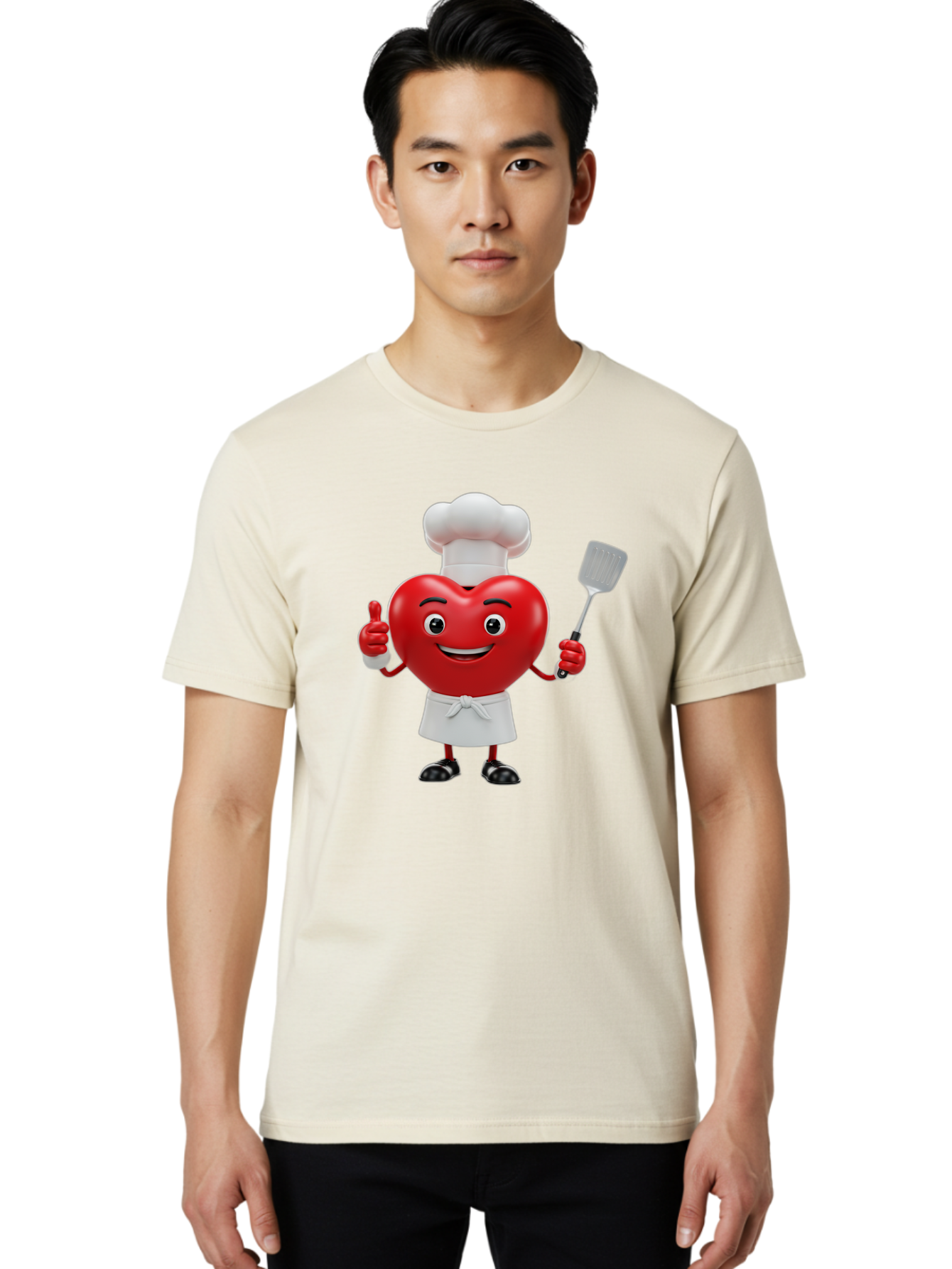 Heart-Chef Men'S Graphic Tee, 100% Cotton, Comfortable Casual Summer Wear, Machine Washable, Heart-Shaped Chef Mascot, Cooking With Love, Chef Hat, White Apron, Thumbs Up, Approval, Kitchen Tool, Culinary Delight, Cartoon Character, Bae198 28