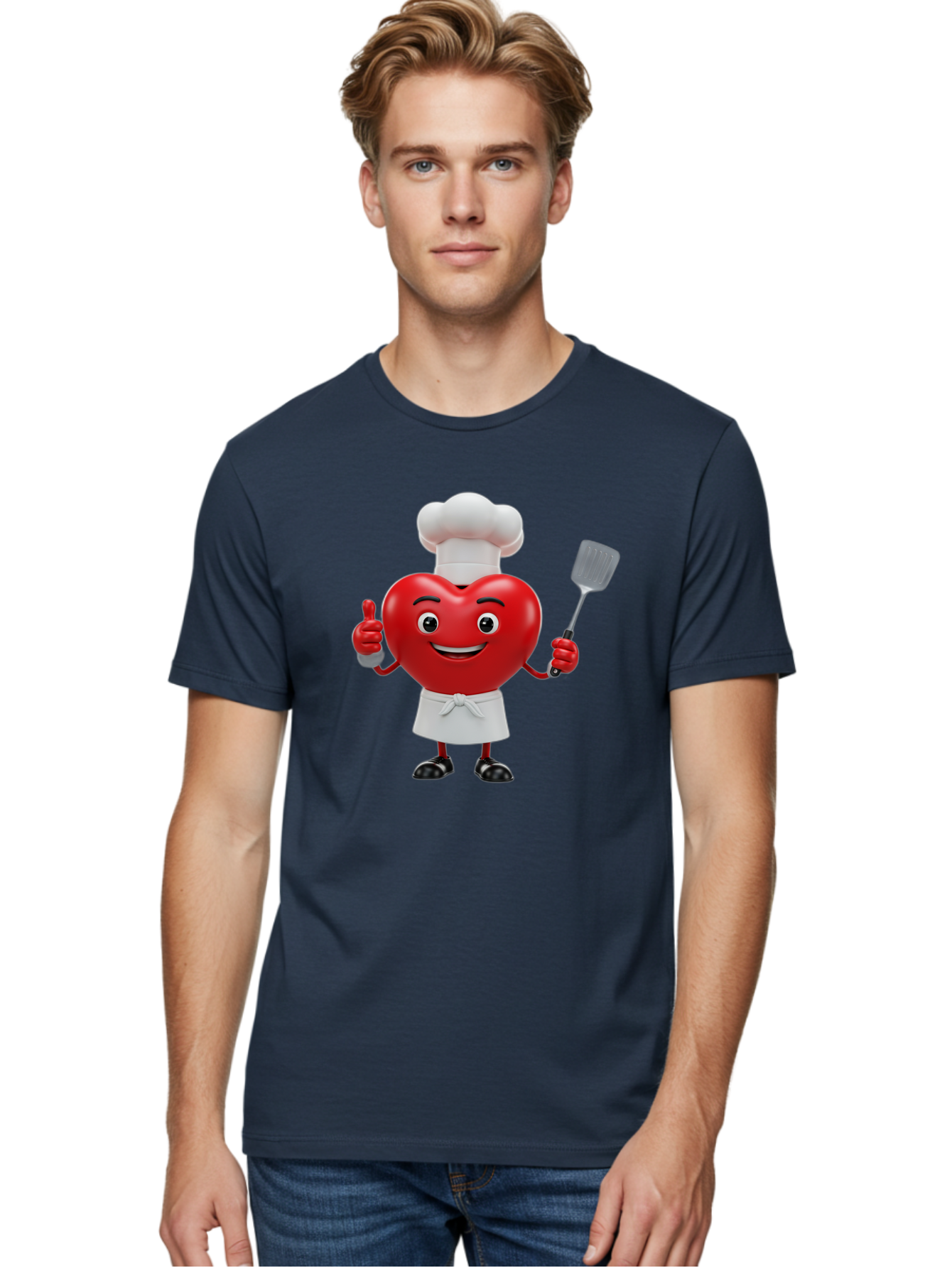 Heart-Chef Men'S Graphic Tee, 100% Cotton, Comfortable Casual Summer Wear, Machine Washable, Heart-Shaped Chef Mascot, Cooking With Love, Chef Hat, White Apron, Thumbs Up, Approval, Kitchen Tool, Culinary Delight, Cartoon Character, Bae198 21