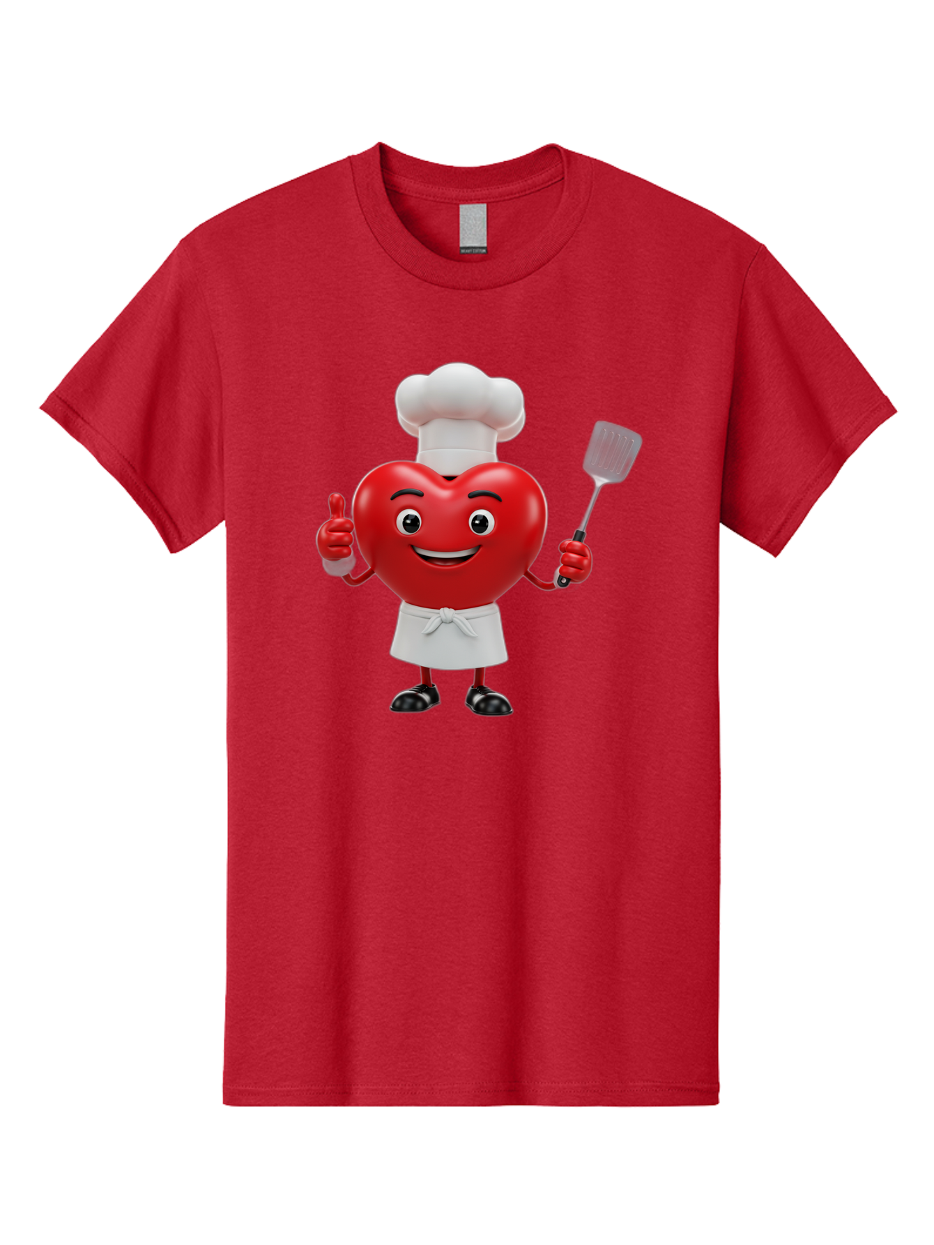Heart-Chef Men'S Graphic Tee, 100% Cotton, Comfortable Casual Summer Wear, Machine Washable, Heart-Shaped Chef Mascot, Cooking With Love, Chef Hat, White Apron, Thumbs Up, Approval, Kitchen Tool, Culinary Delight, Cartoon Character, Bae198 5
