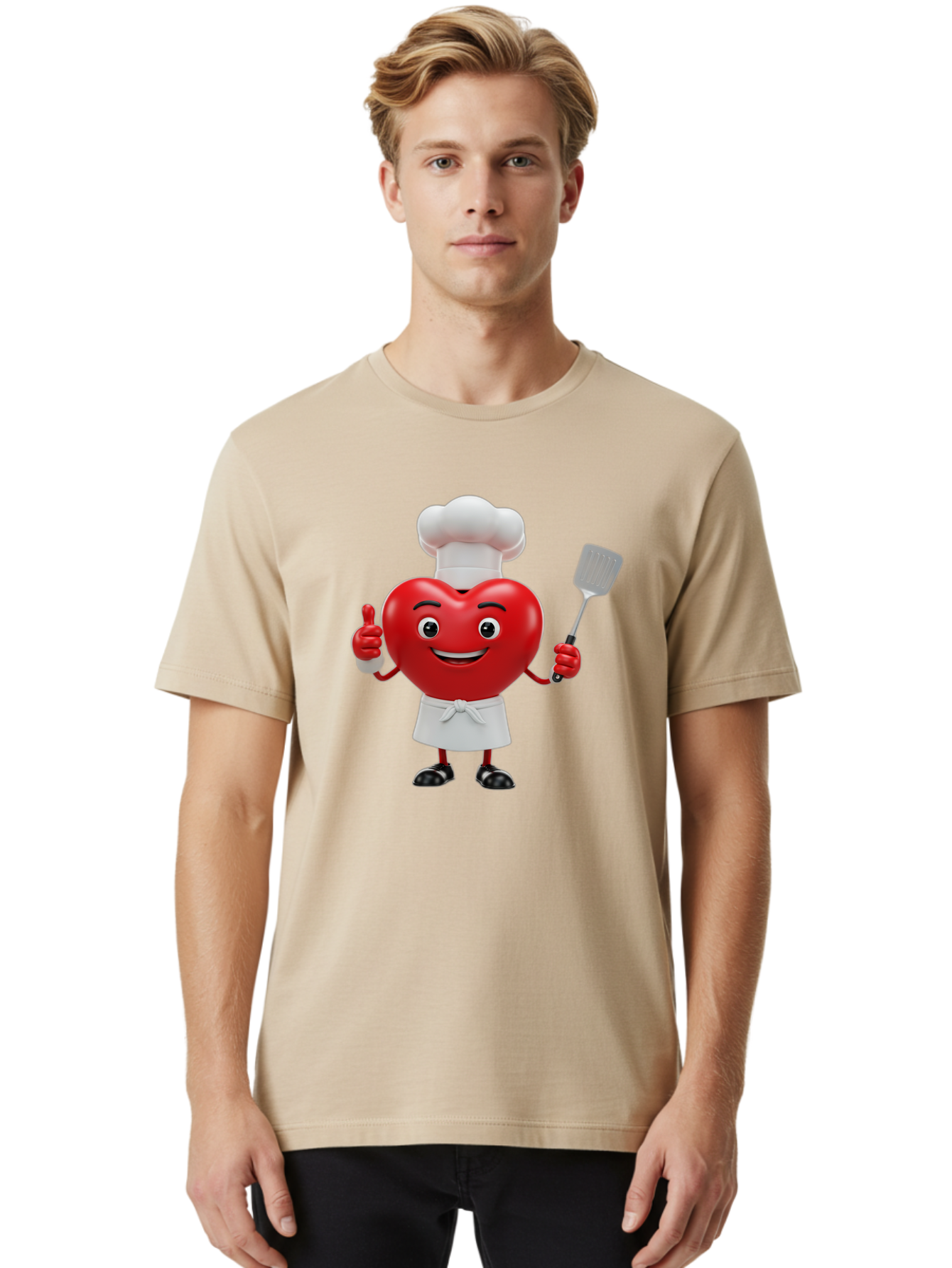 Heart-Chef Men'S Graphic Tee, 100% Cotton, Comfortable Casual Summer Wear, Machine Washable, Heart-Shaped Chef Mascot, Cooking With Love, Chef Hat, White Apron, Thumbs Up, Approval, Kitchen Tool, Culinary Delight, Cartoon Character, Bae198 29