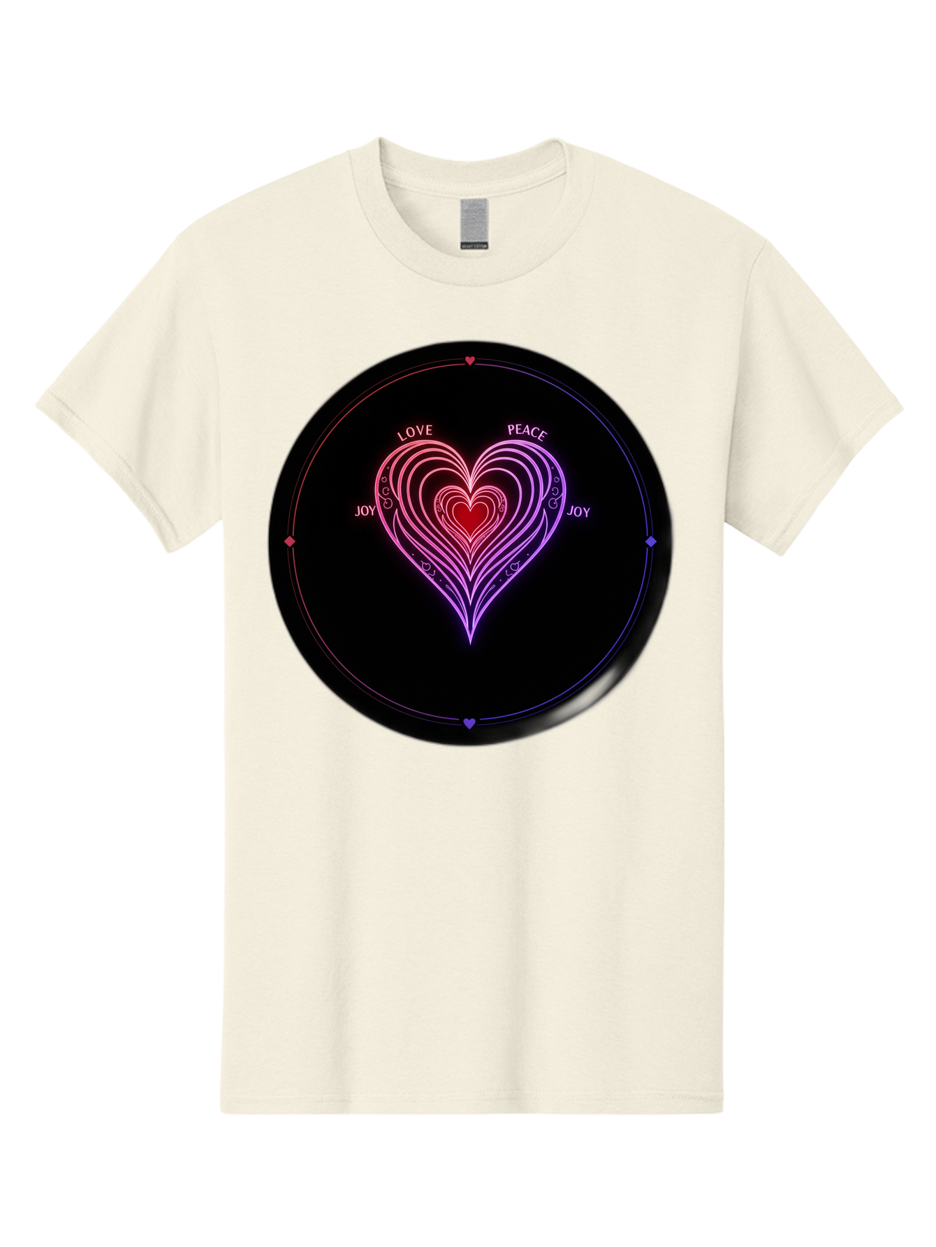 Heart-Of-Love Men'S Graphic Tee, 100% Cotton, Comfortable Casual Summer Wear, Machine Washable, Heart Symbol, Love Peace Joy, Neon Lights, Layered Hearts, Gradient Colors, Circular Design, Emotional Wellness, Positive Vibes, Bae199 14