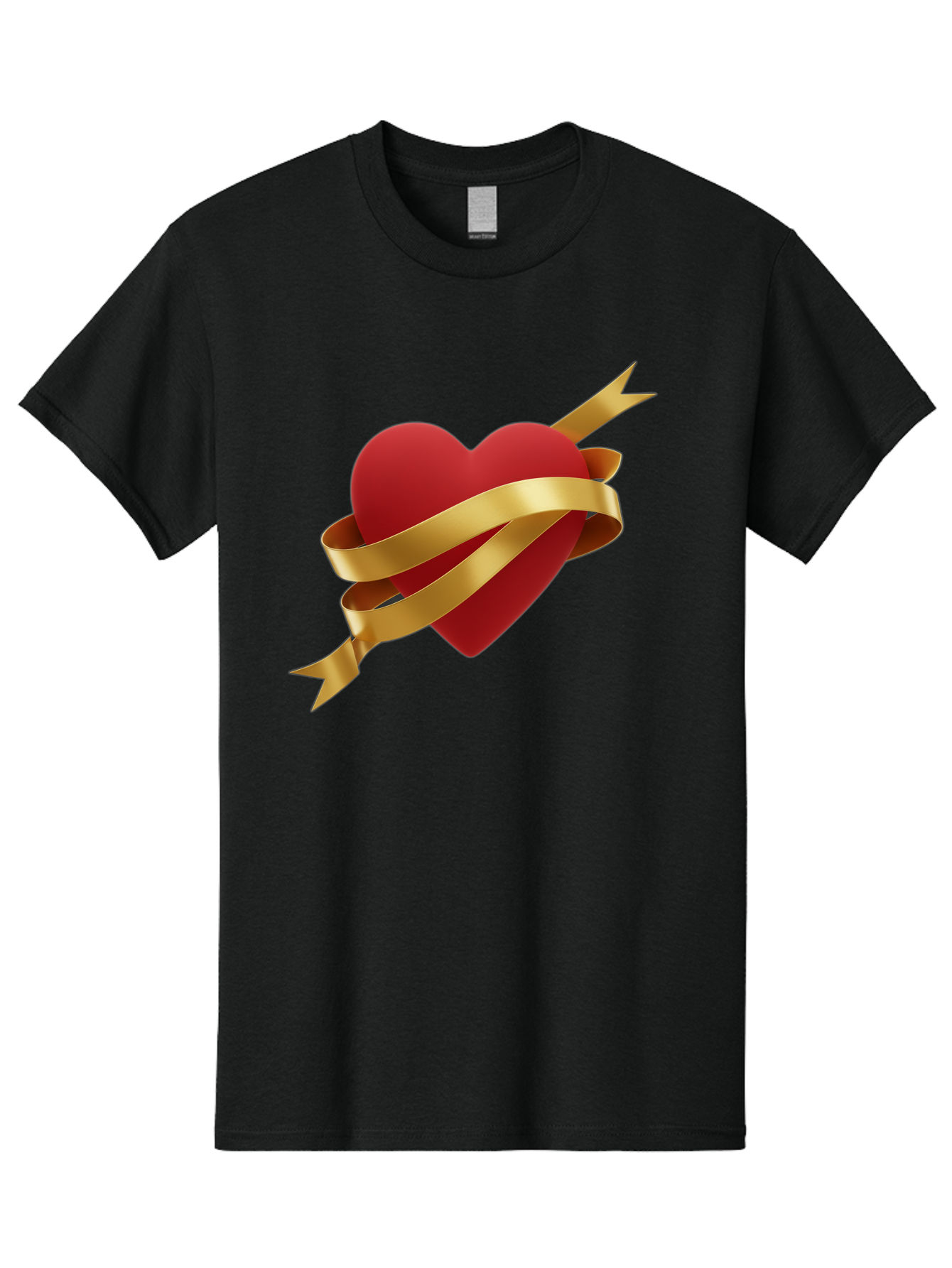 Heart-With-Ribbon-And-Arrow Men'S Graphic Tee, 100% Cotton, Comfortable Casual Summer Wear, Machine Washable, Red Heart, Gold Ribbon, Arrow Through Heart, Love Symbol, Valentines Day, Symbol Of Love, Heart With Ribbon Bae200 7